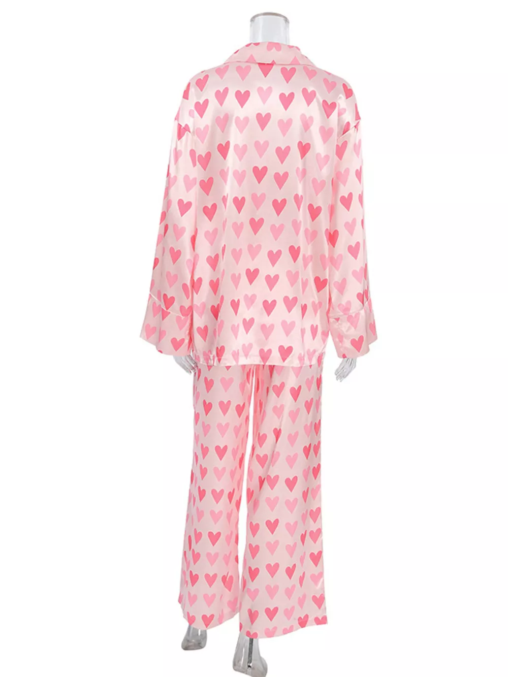 Heart Print Button Up Top and Pants Lounge Set, image 7