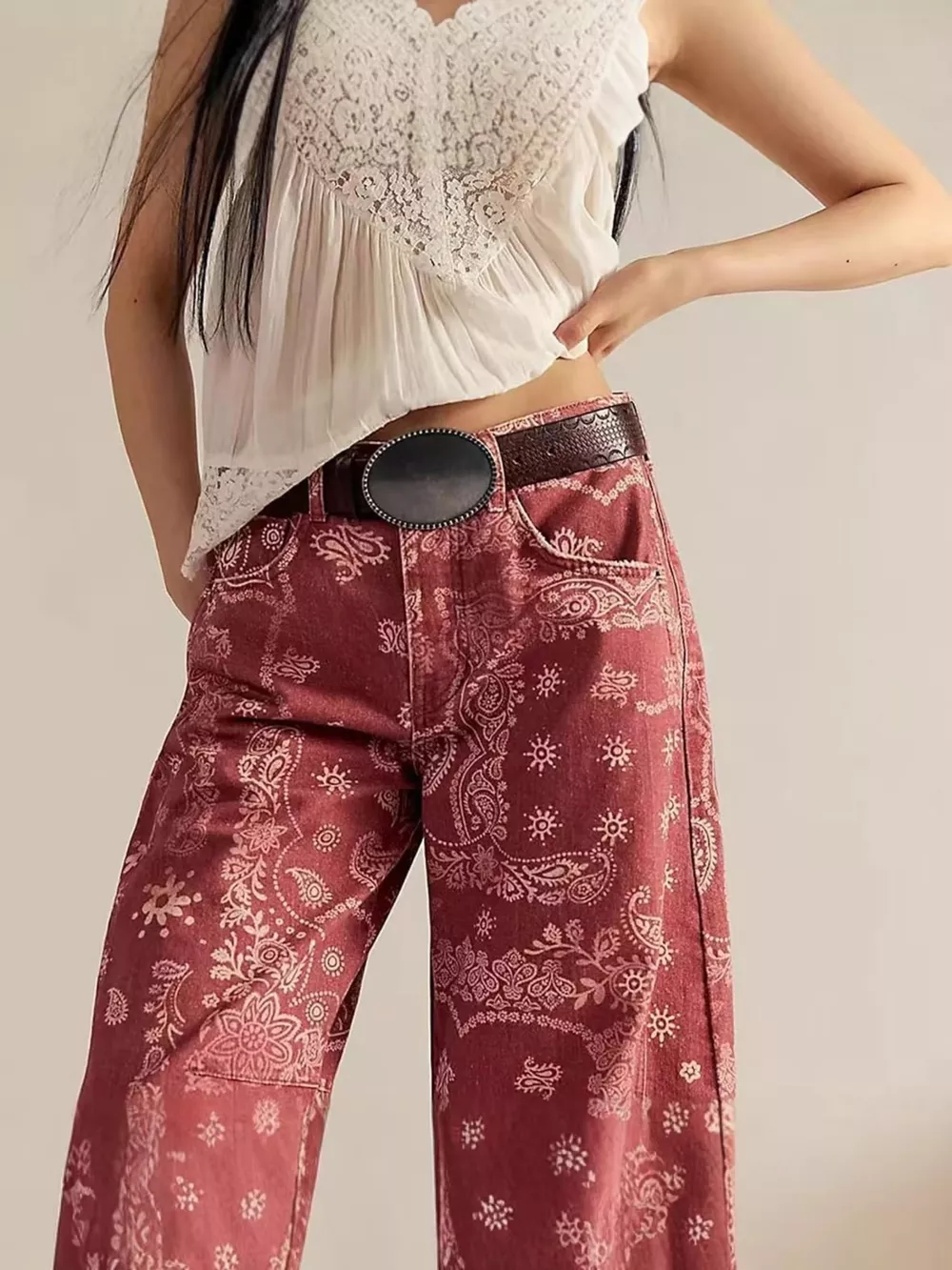 Printed Wide-Leg Jeans, image 3