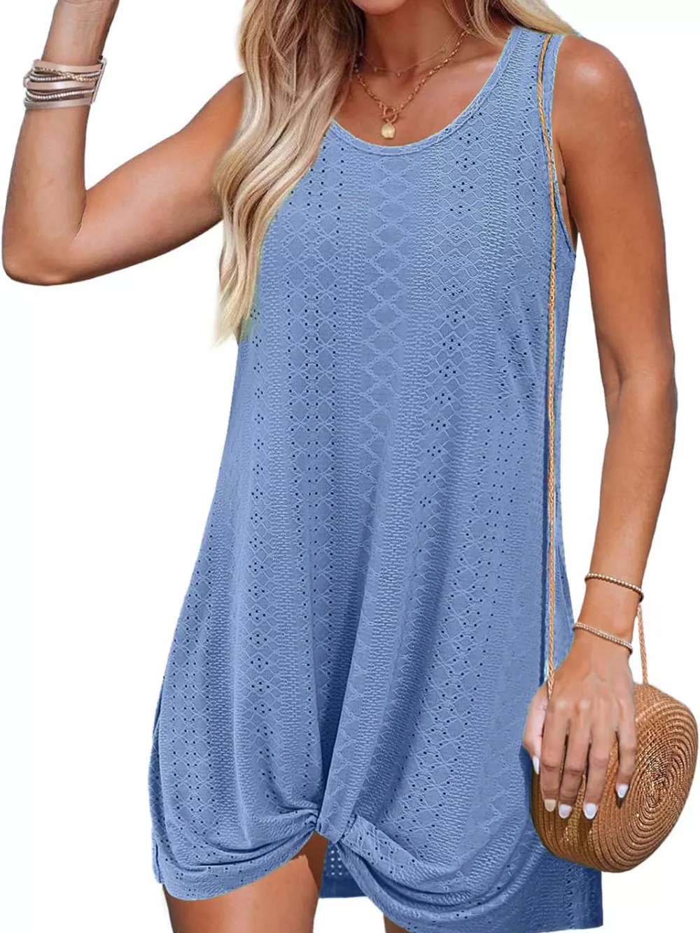 Sleeveless Knotted Hem Tank Dress, image 25