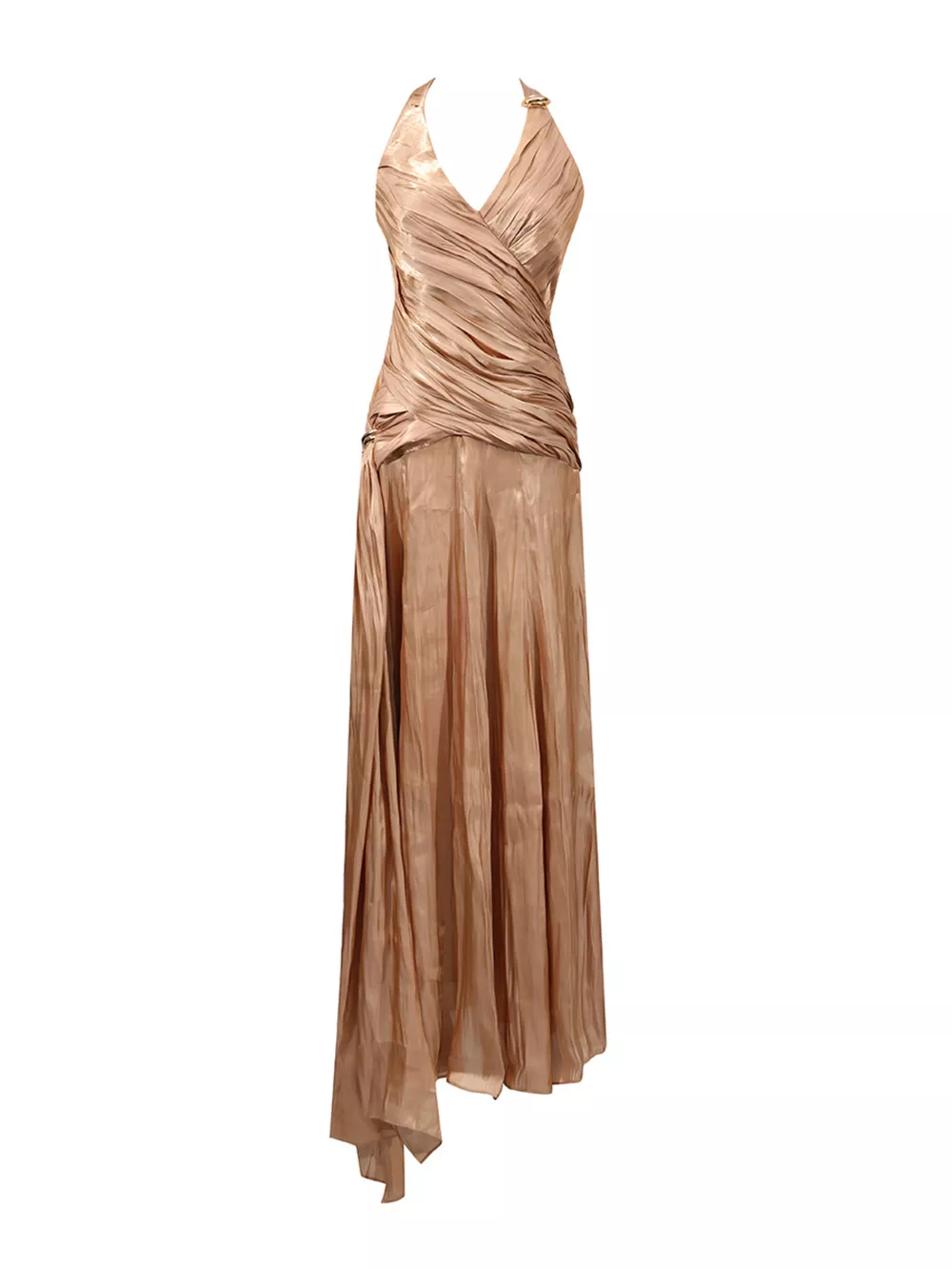 Halter Neck Ruched Maxi Dress, image 2