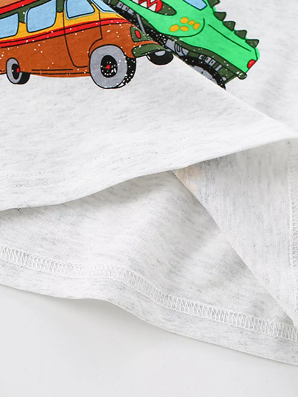 Children's Cartoon Vehicle Print Crew Neck T-Shirt, image 4