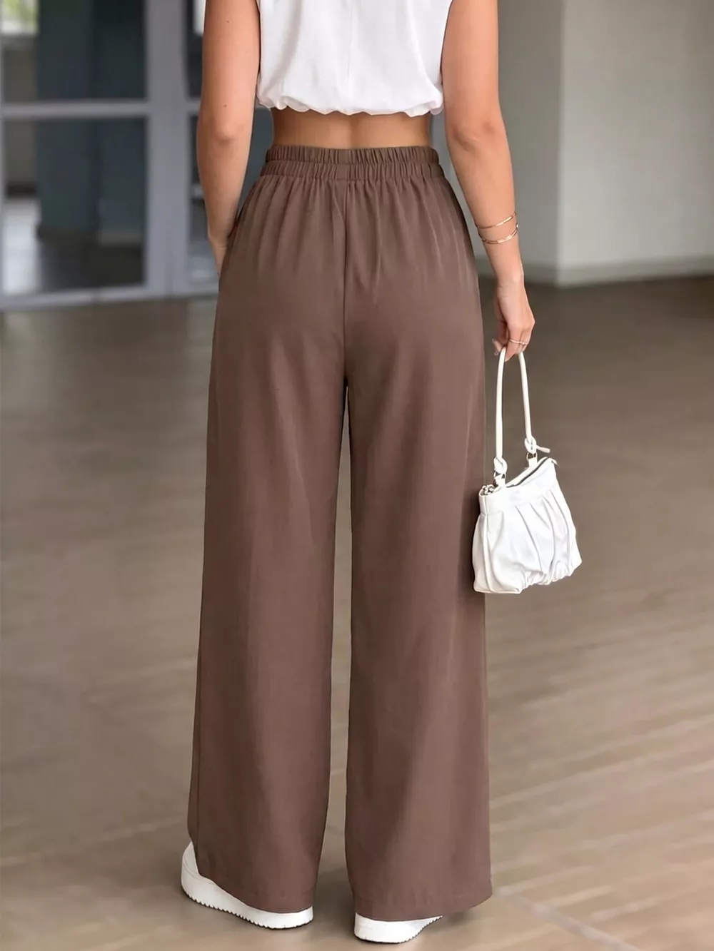 High-Waisted Wide-Leg Drawstring Pants, image 5