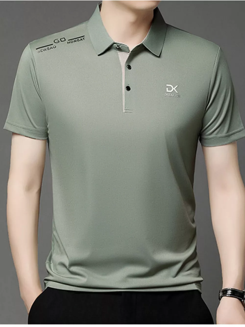 Men's Plus Size Button Detail Short Sleeve Polo, image 11
