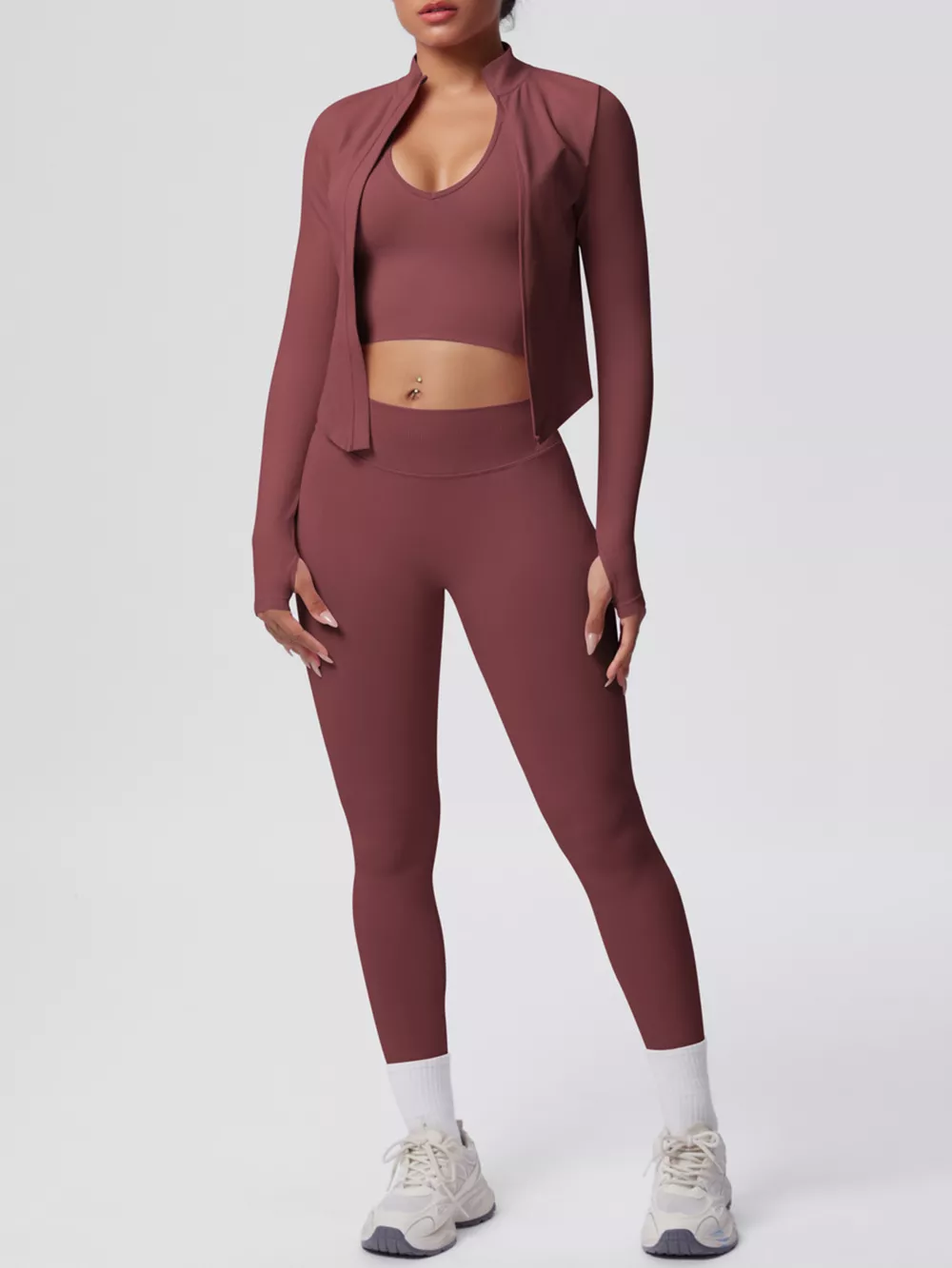 Tank & Zip-Up Jacket and Leggings Three-Piece Active Set, image 18