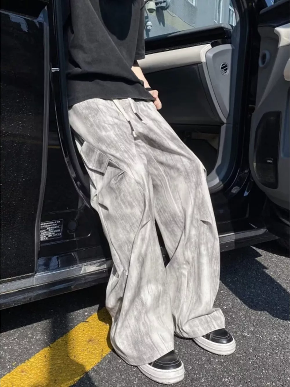 Men's Wide-Leg Pants with Drawstring, image 3