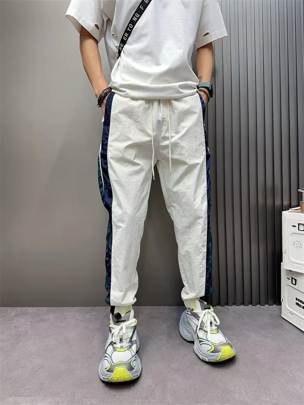 Men's Plus Size Contrast Drawstring Pants