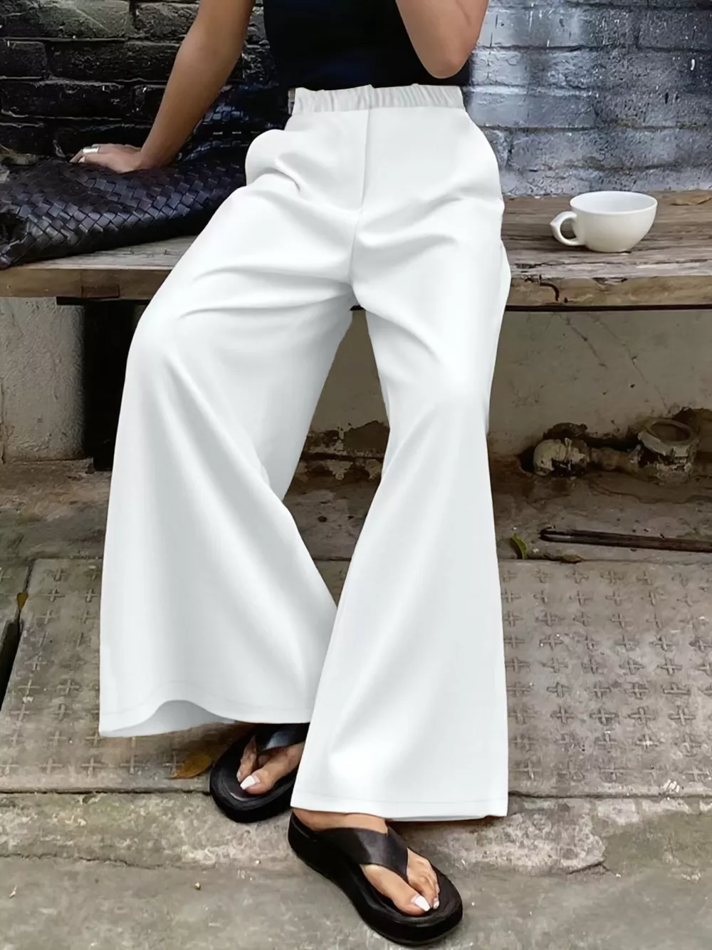 Plus Size Elastic Waist Wide Leg Pants, image 2