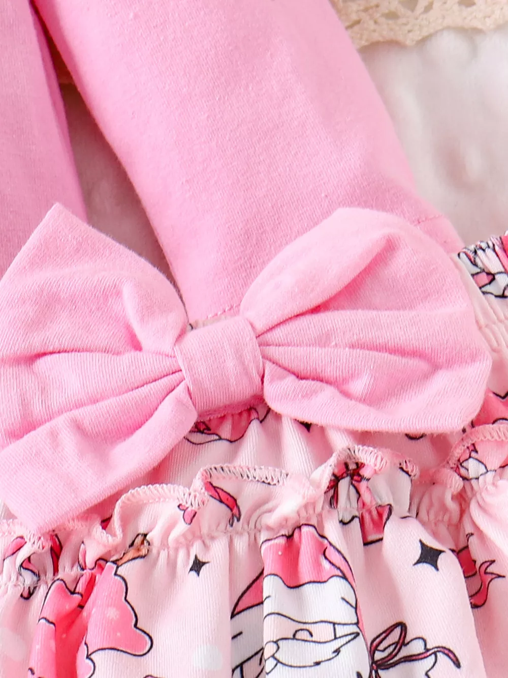 Children's Christmas Ruffled Long Sleeve Top and Skirt Set with Headband, image 13