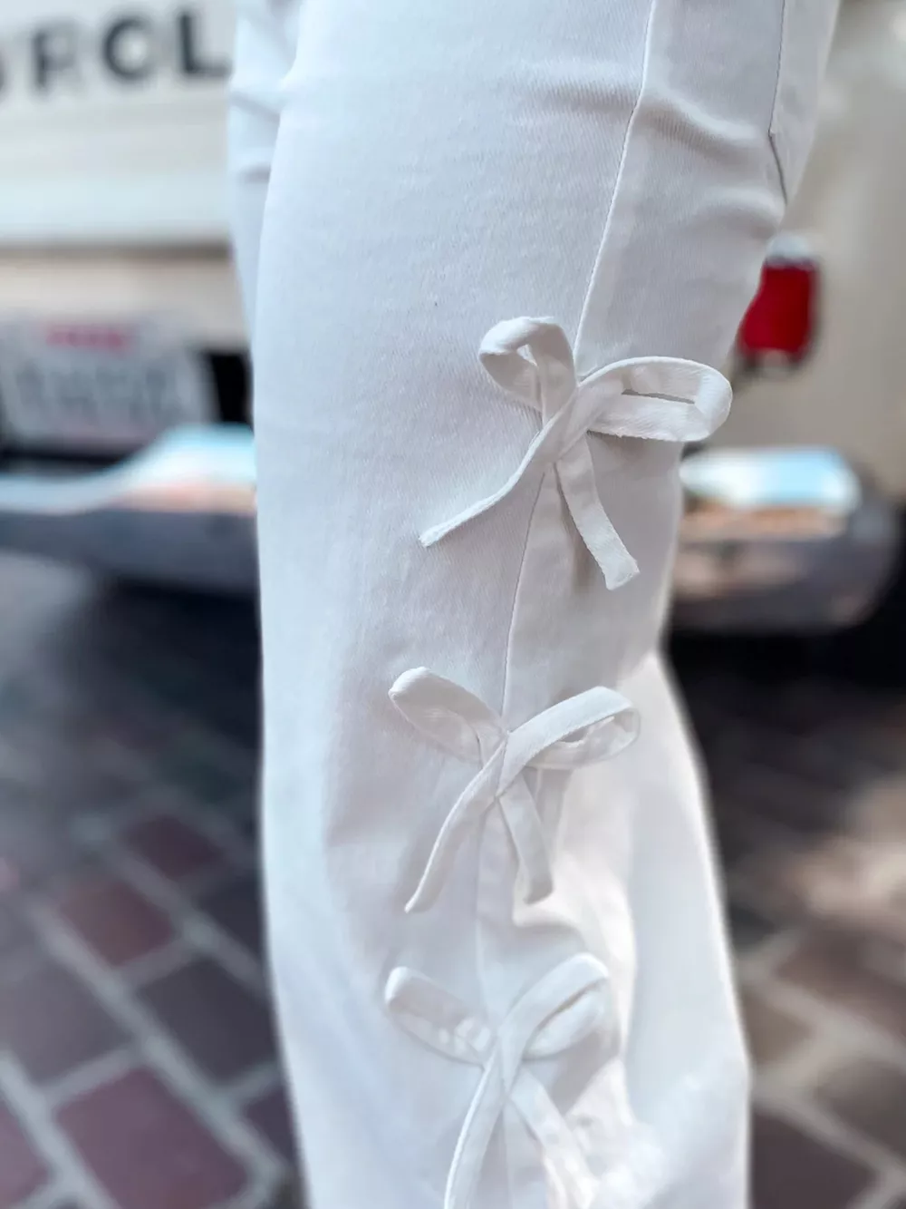 Bow-Accented Wide-Leg Pants, image 2