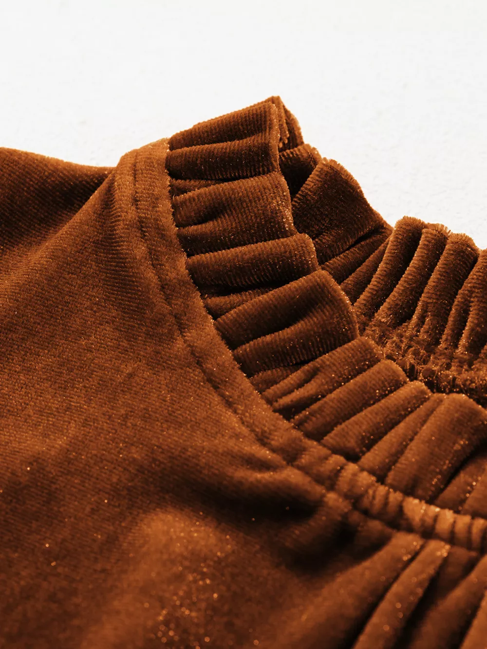 Velvet Mock Neck Long Sleeve Blouse, image 4