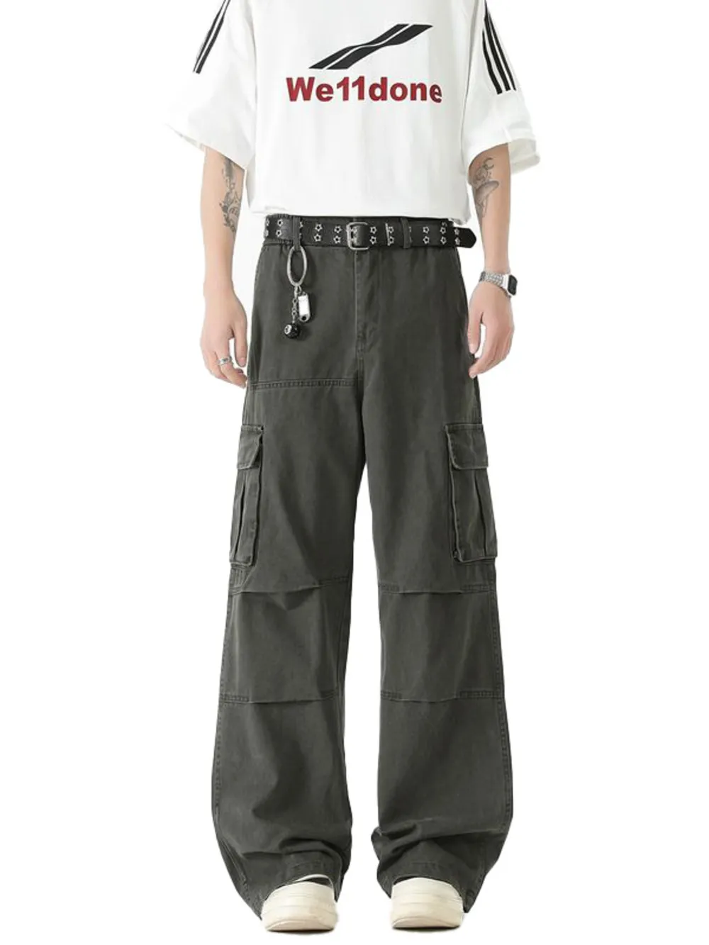 Men's Wide Leg Cargo Pants, image 5