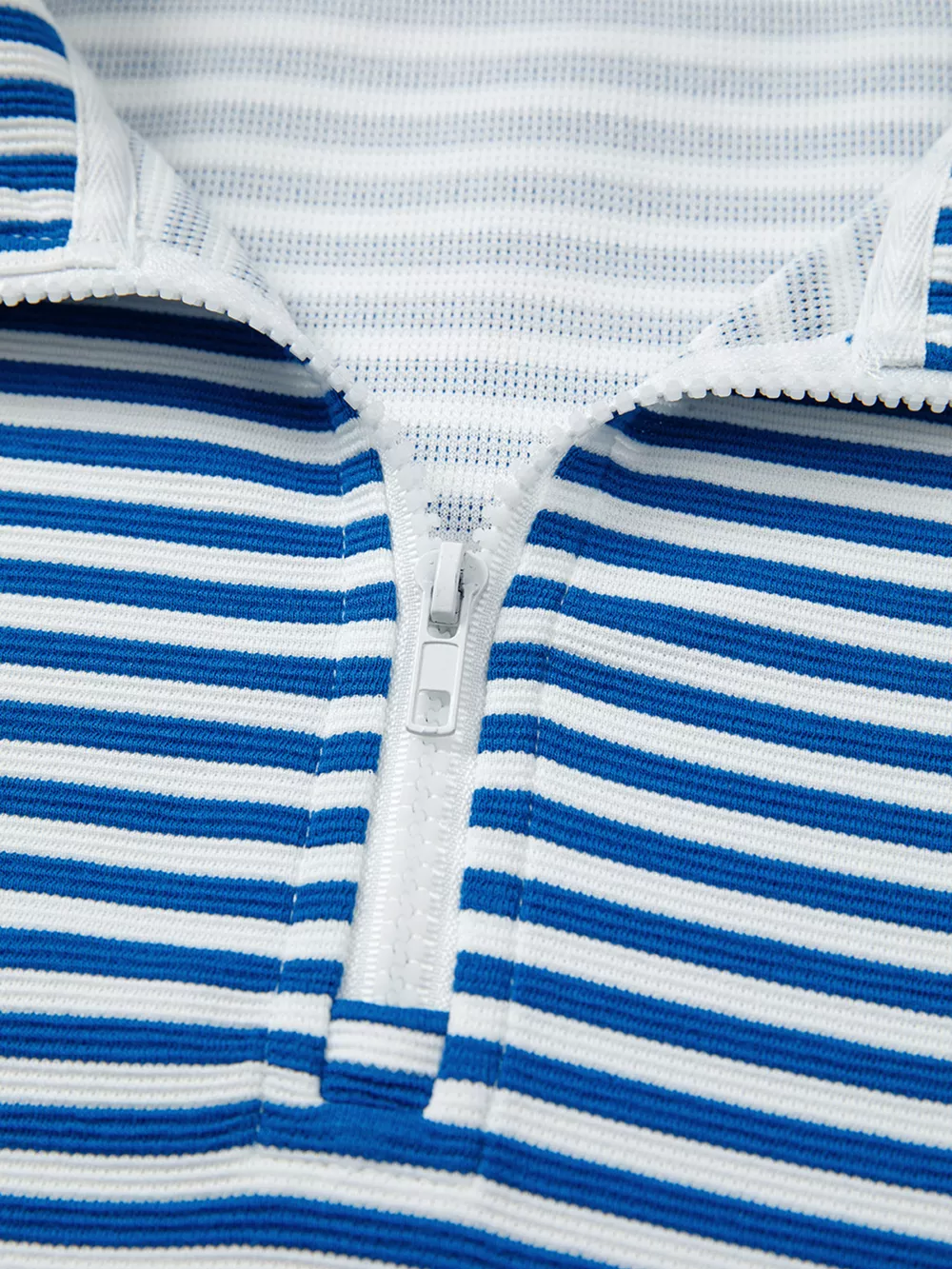 Stripe Quarter Zip Collar Long Sleeve Top, image 9