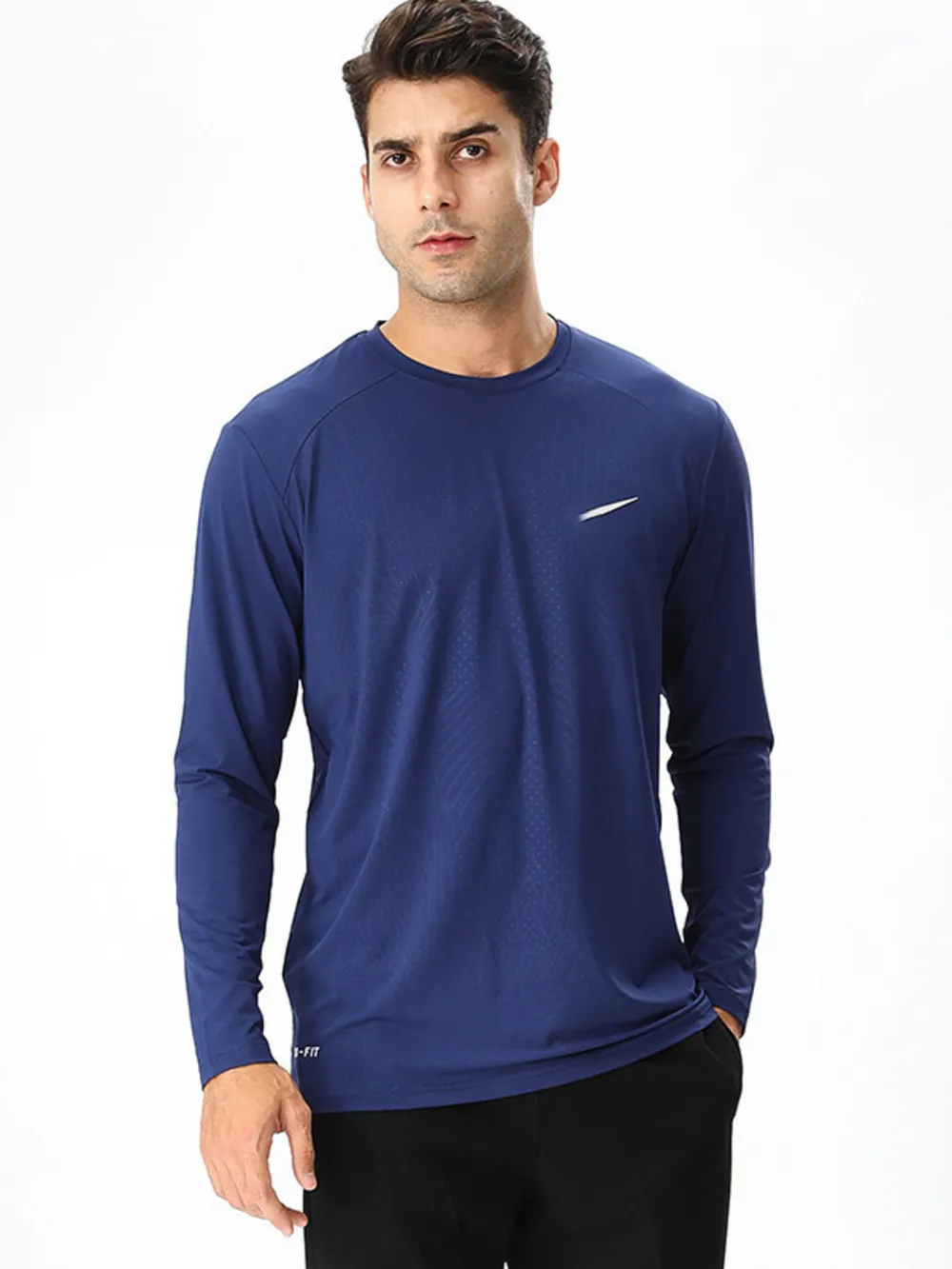 Men's Plus Size Round Neck Long Sleeve Active T-Shirt, image 2
