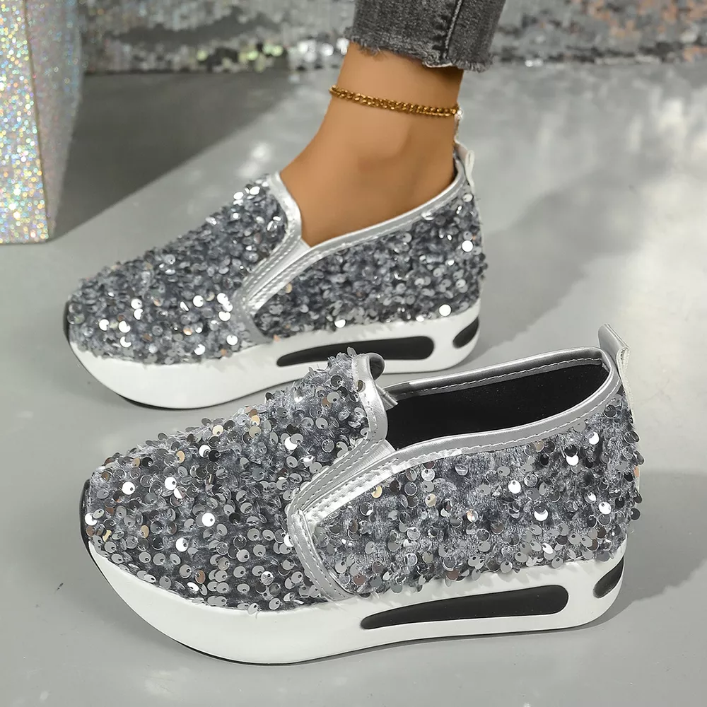 Sequin Round Toe Slip-Ons, image 4