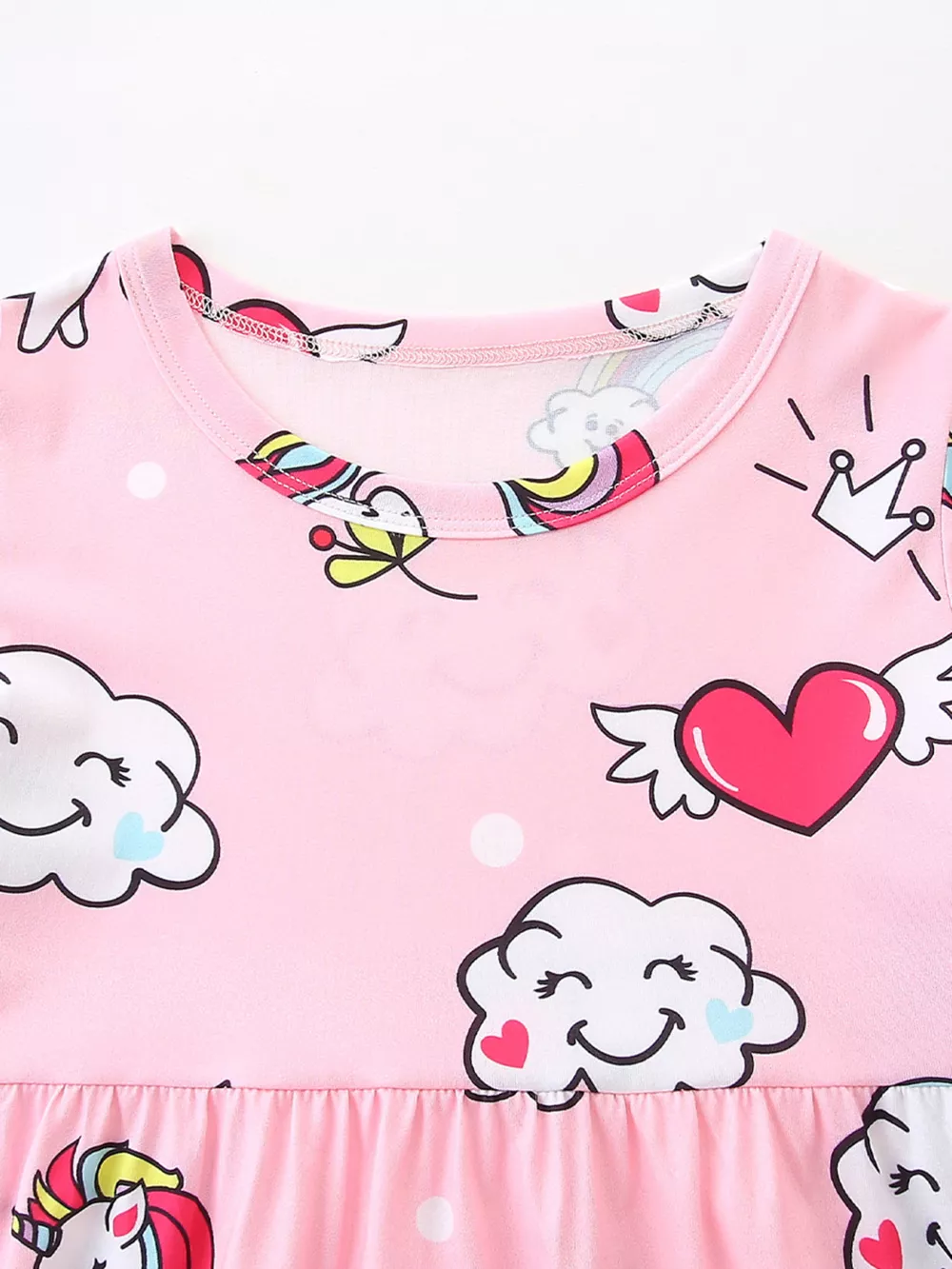 Children's Cartoon Unicorn Print Short Sleeve Dress, image 2