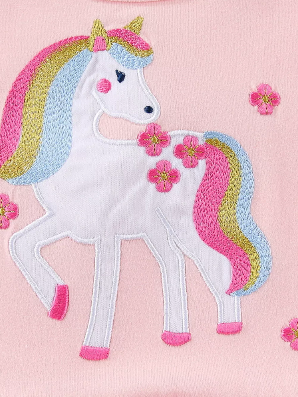 Children's Cute Unicorn Applique Ruffle Sleeve Dress, image 3