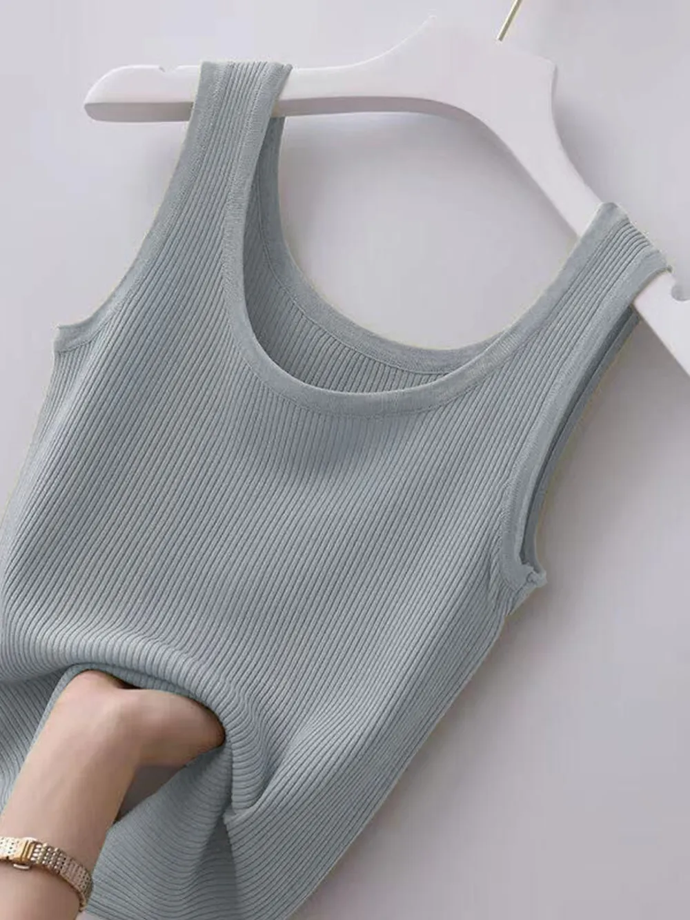 Plus Size Ribbed Knit Scoop Neck Tank Top, image 8