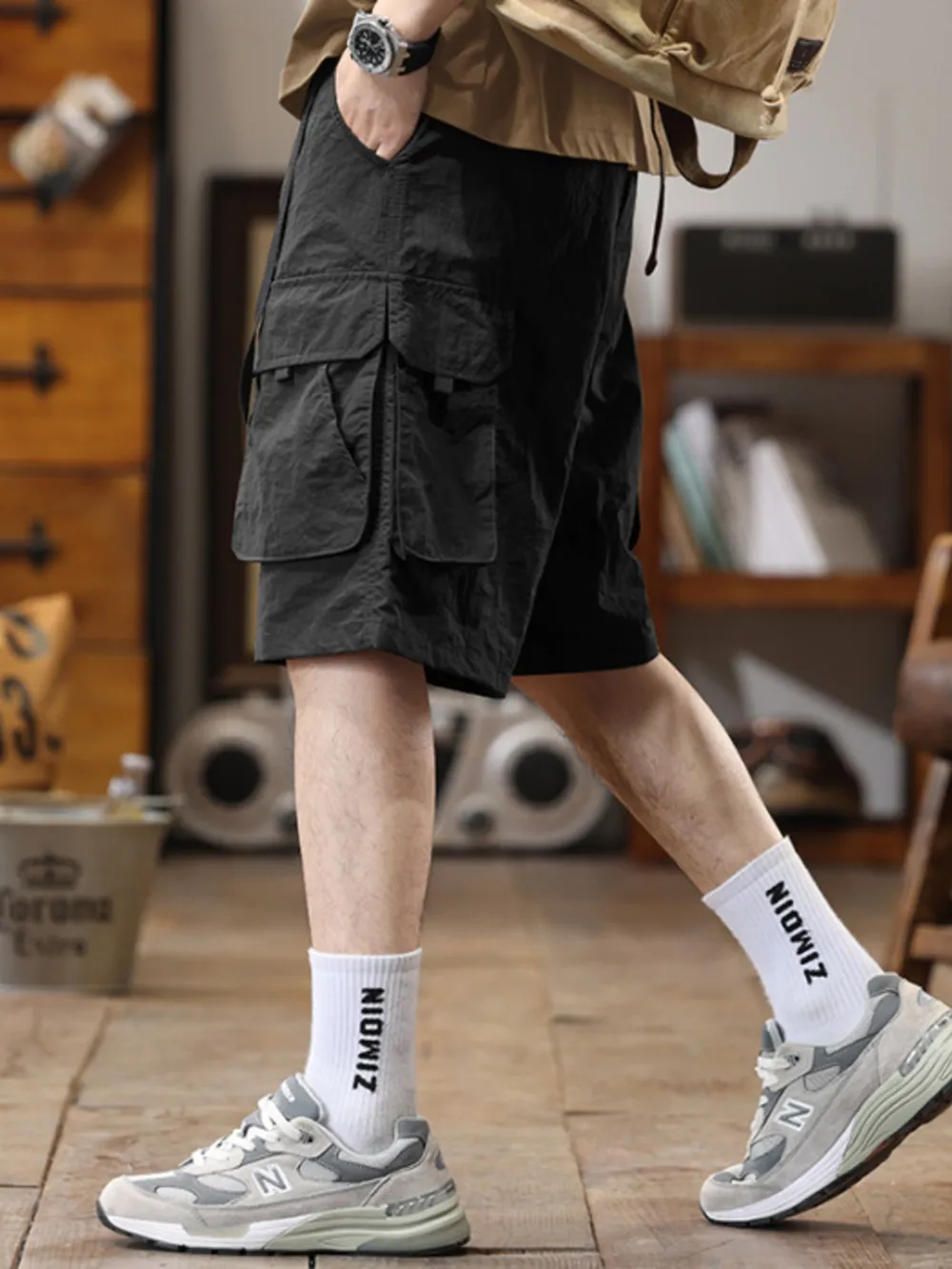 Men's Full Size Multi-Pocket Relaxed Fit Cargo Shorts Plus Size