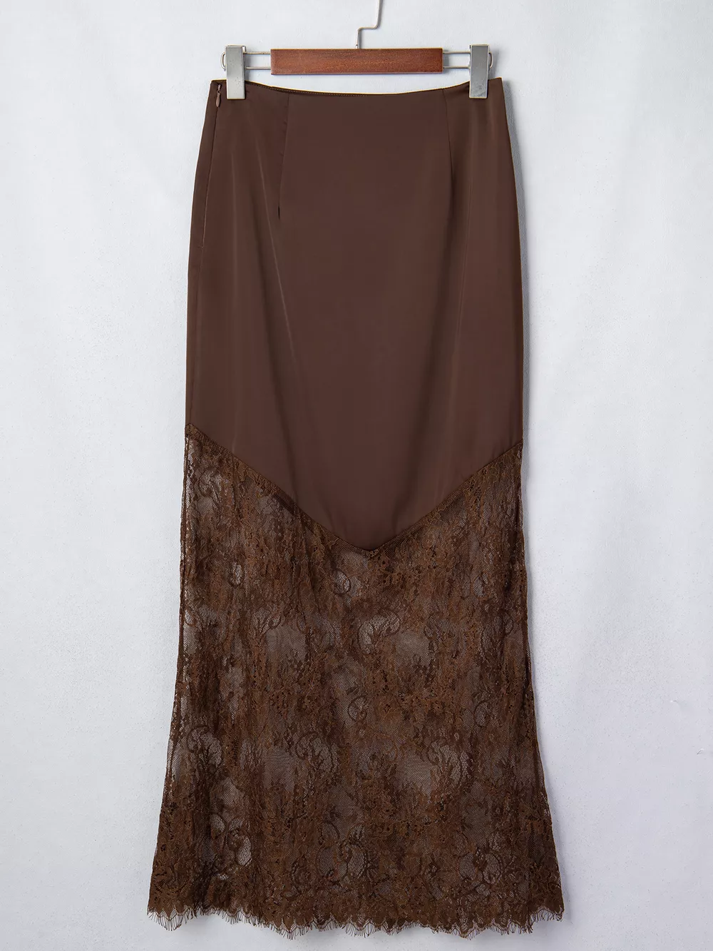 Lace Patchwork Hem Long Casual Shift Skirt, image 4