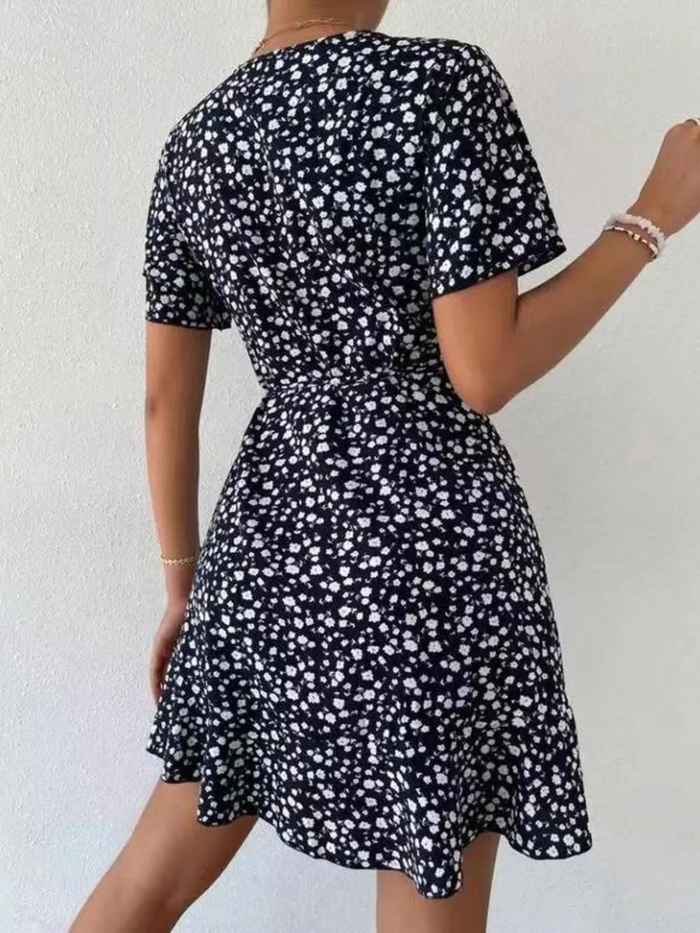Floral Flutter Sleeve Wrap Mini Dress, image 4