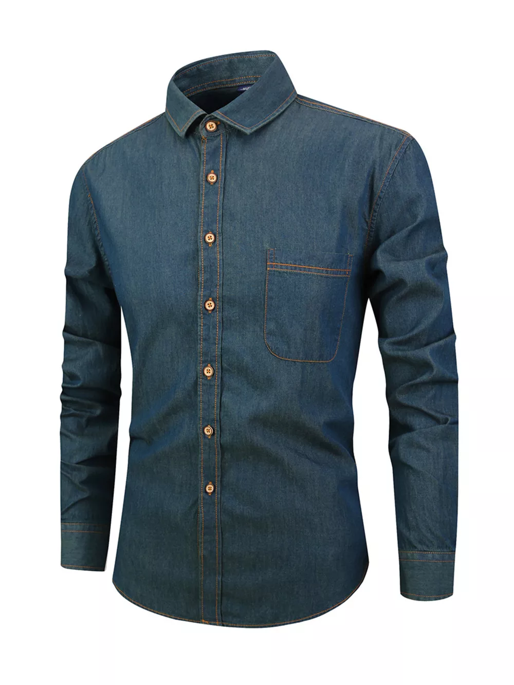 Men's Full Size Button Up Long Sleeve Denim Shirt Plus Size, image 3