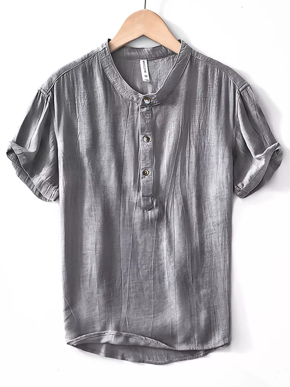 Men's Plus Size Button Detail Short Sleeve Blouse, image 8