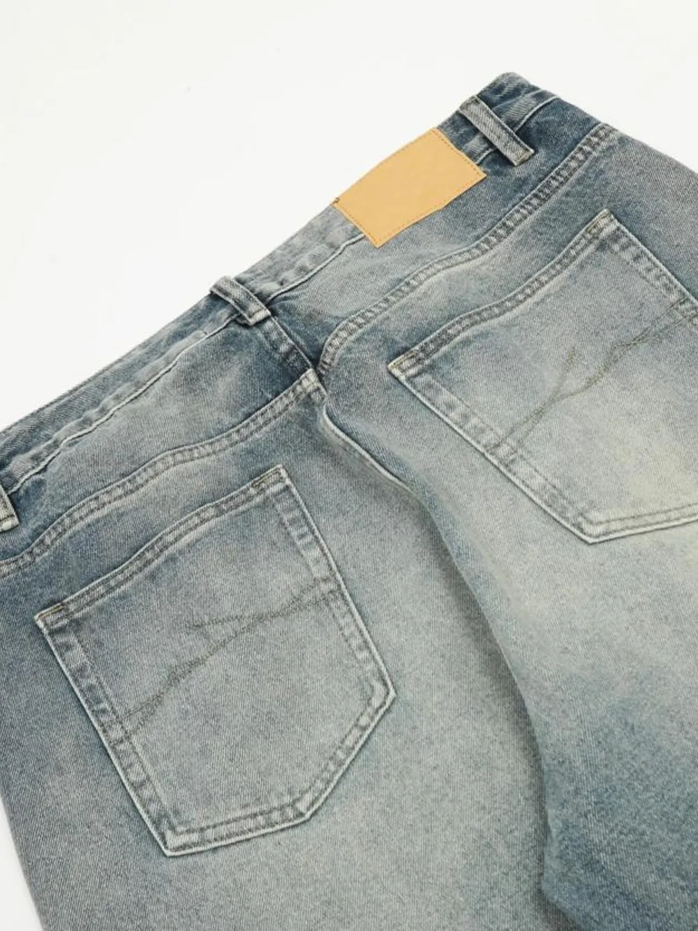 Men's Distressed Wide Leg Vintage Wash Jeans, image 13