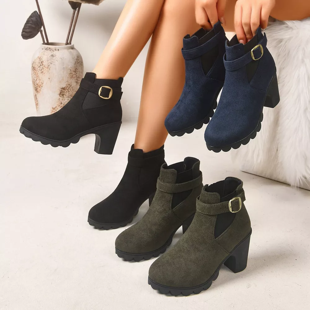 Round Toe Block Heels Boots, image 2