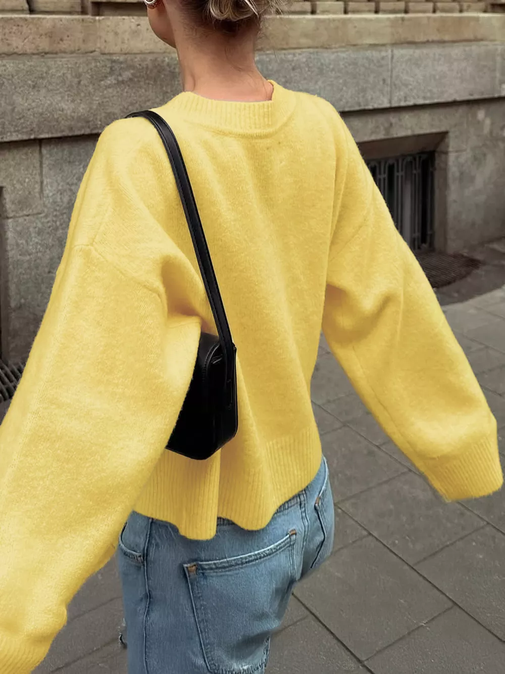 Ribbed Round Neck Dropped Shoulder Sweater, image 9