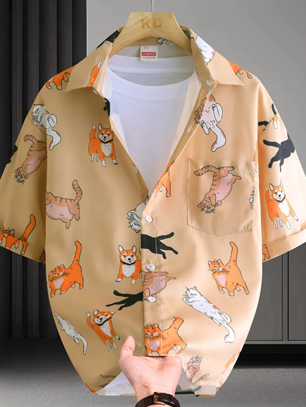 Men's Plus Size Hawaiian Print Short Sleeve Shirt, image 4