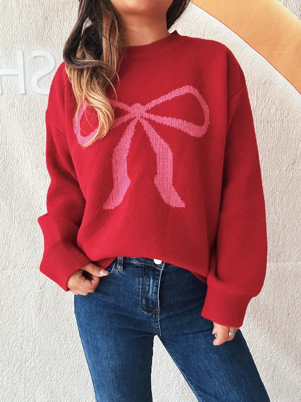 Bow Pattern Casual Long Sleeve Sweater, image 27