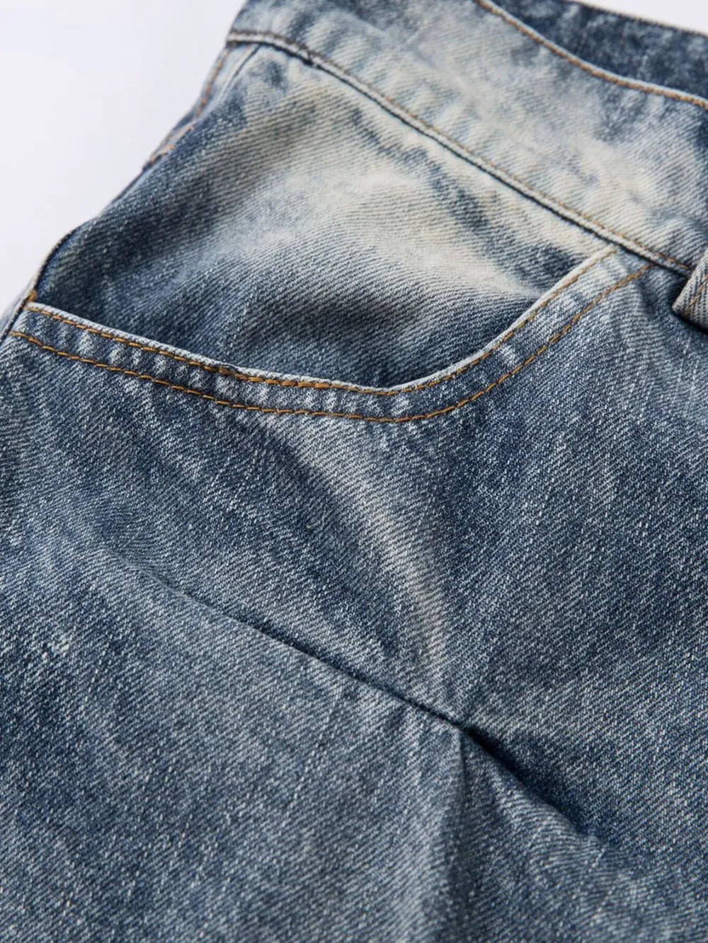 Men's Ruched Wide Leg Jeans, image 7