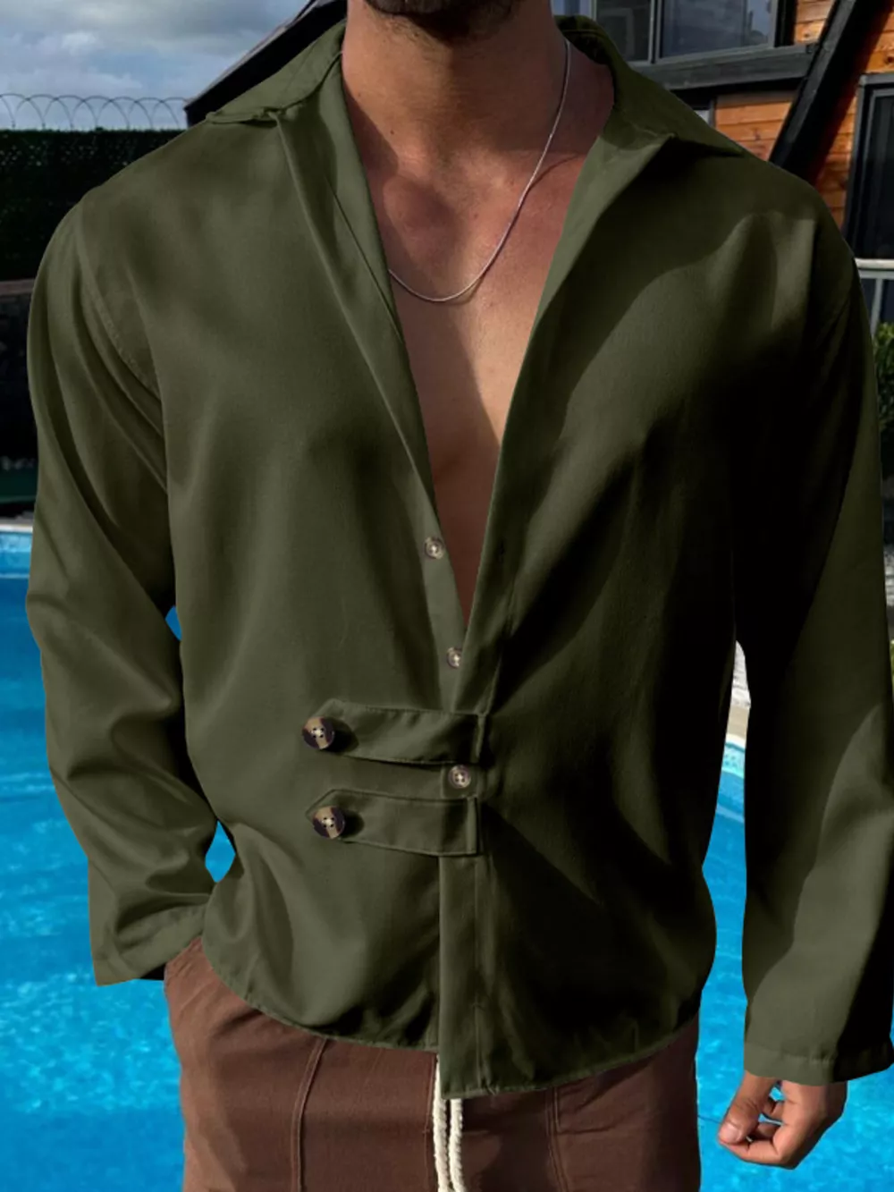 Men's Full Size Casual Button-Up Shirt Plus Size, image 14
