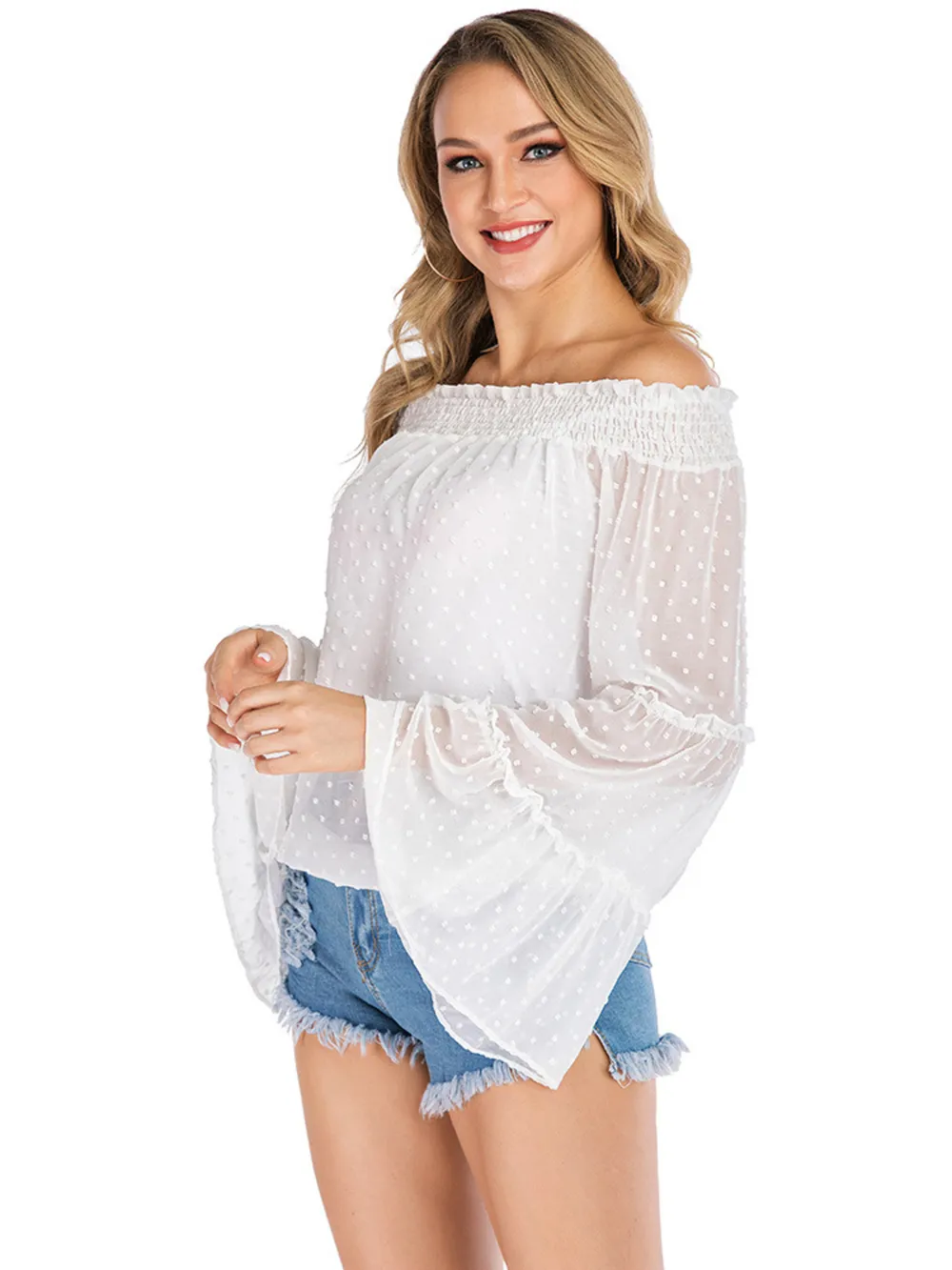 Swiss Dot Off-Shoulder Blouse, image 5