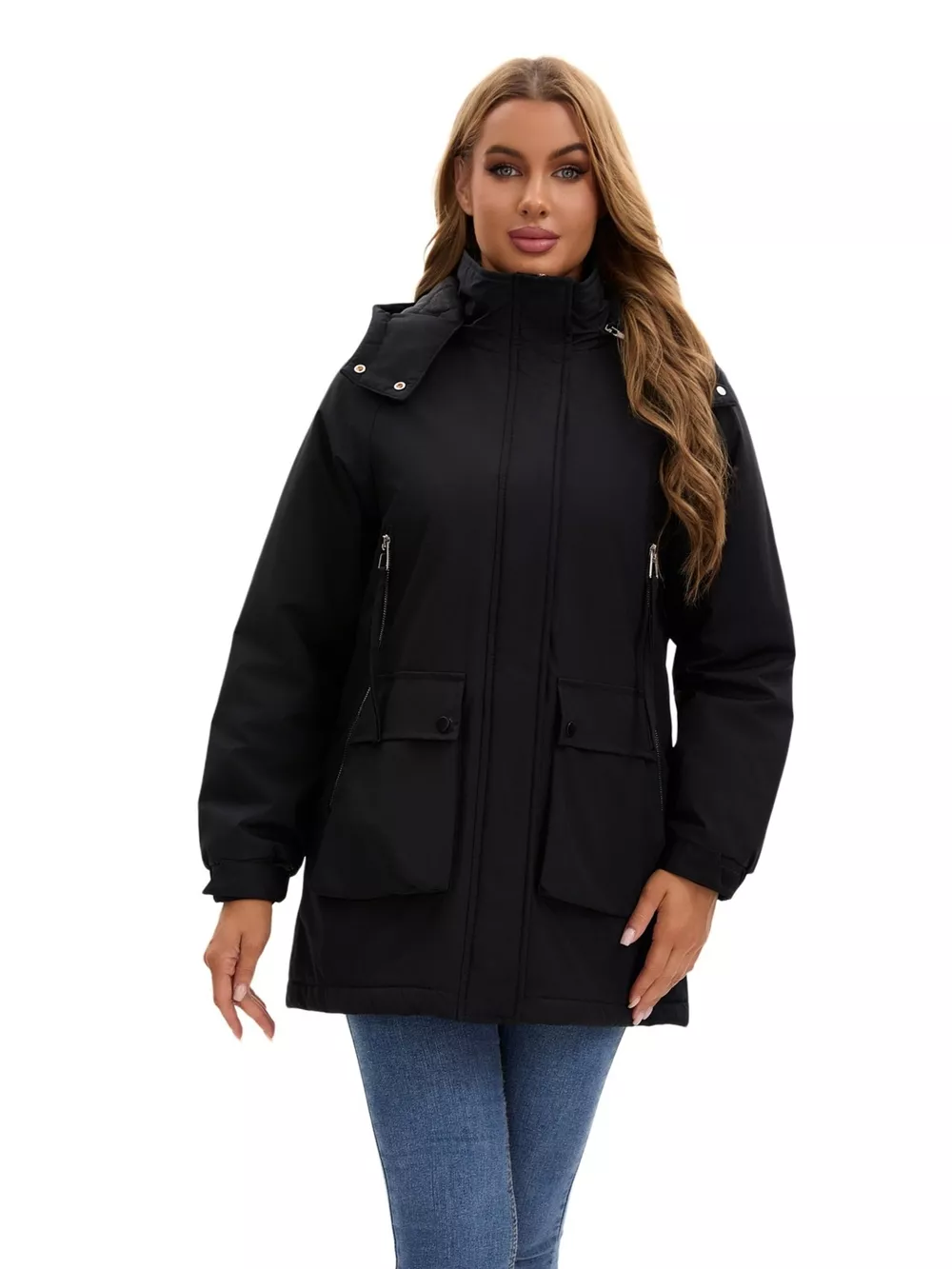 Full Size Zip Up Hooded Parka Outerwear Plus Size, image 11
