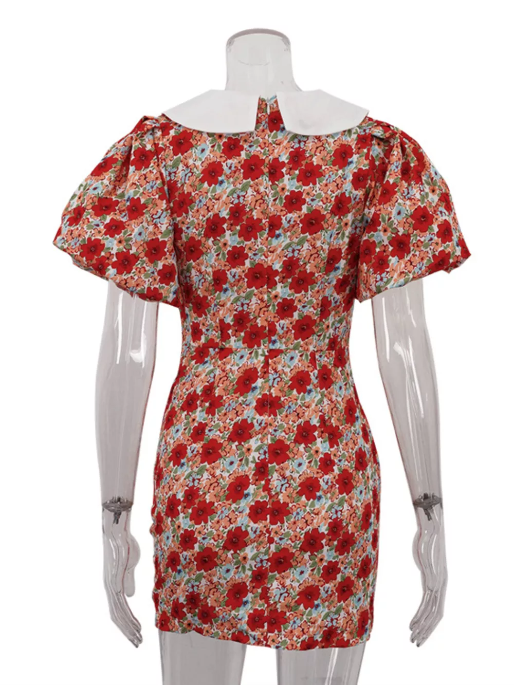 Ruched Floral Print Puff Sleeve Mini Dress, image 7