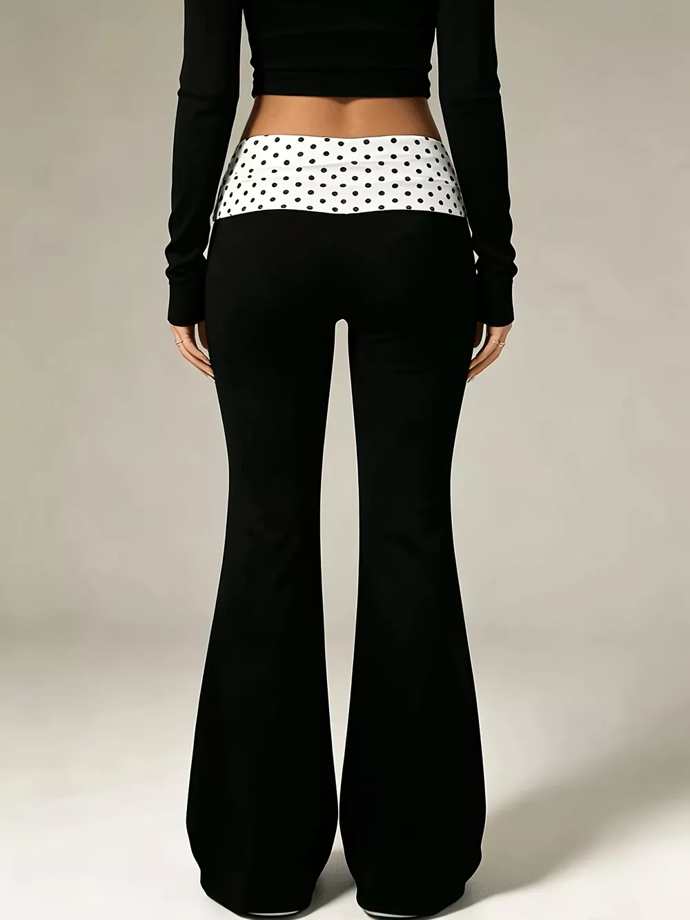 High-Waisted Polka Dot Flare Pants, image 4