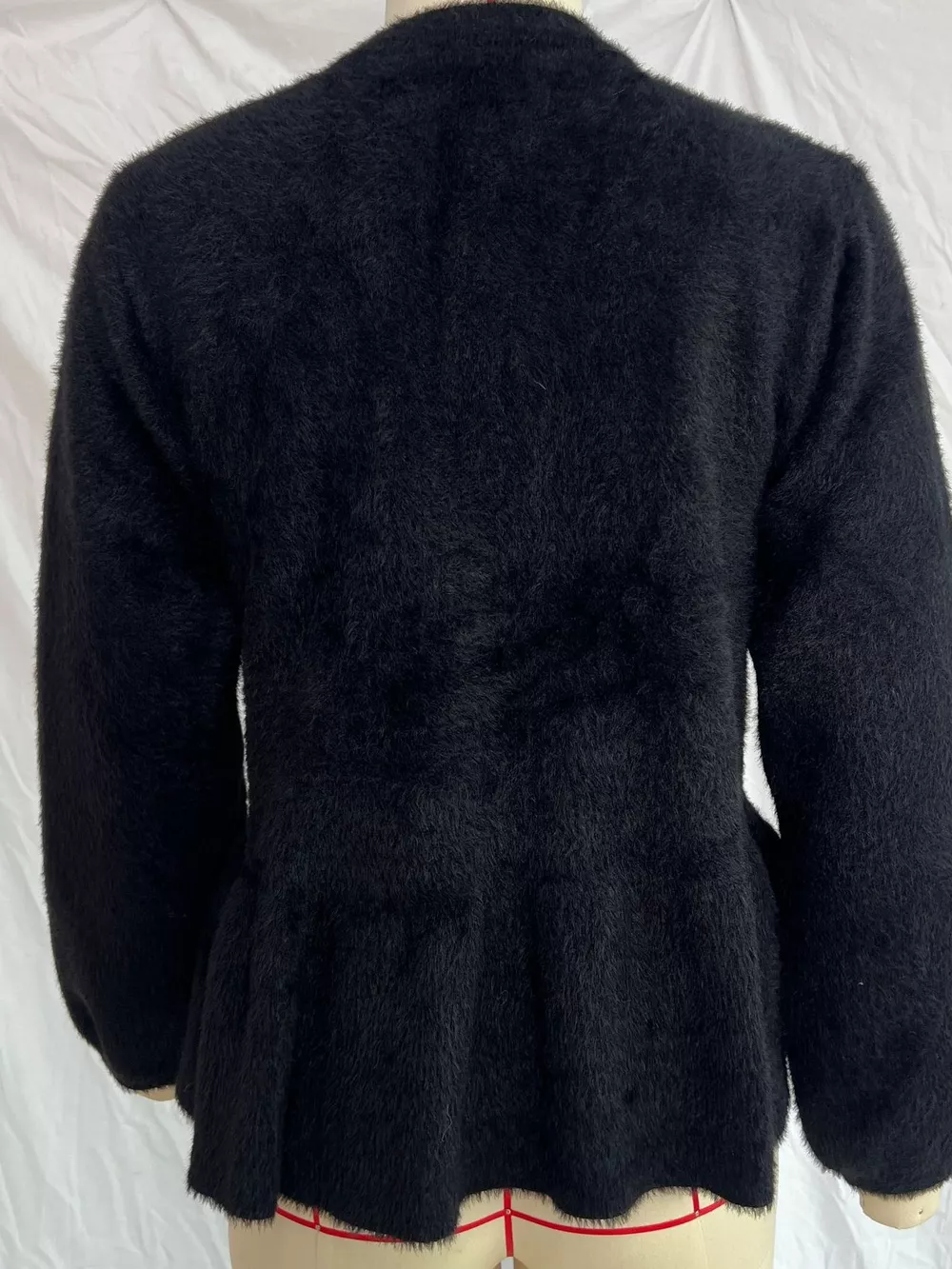 Fuzzy Peplum Cardigan with Pearl Buttons, image 14