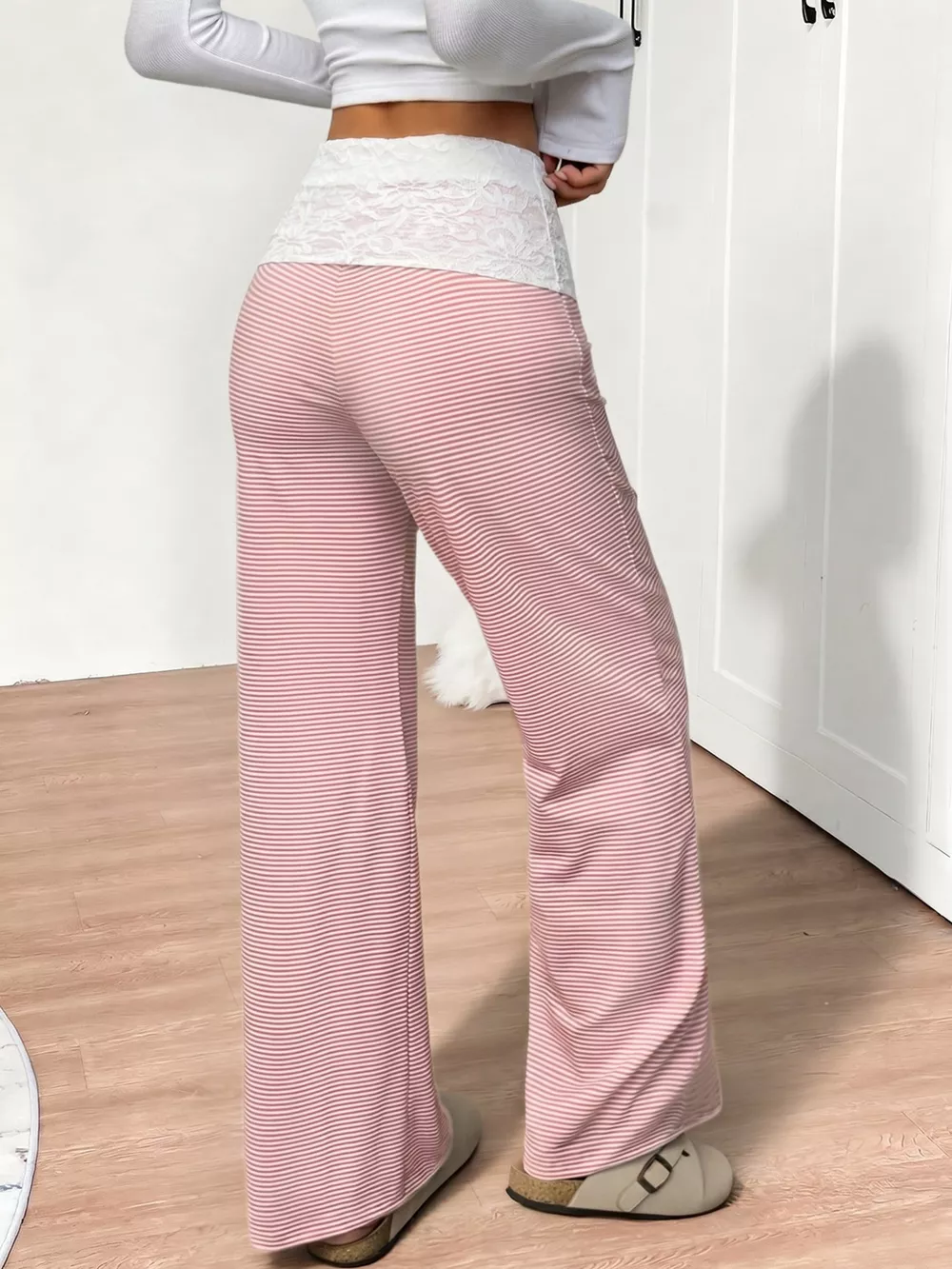 Lace Detail Striped Pants, image 5