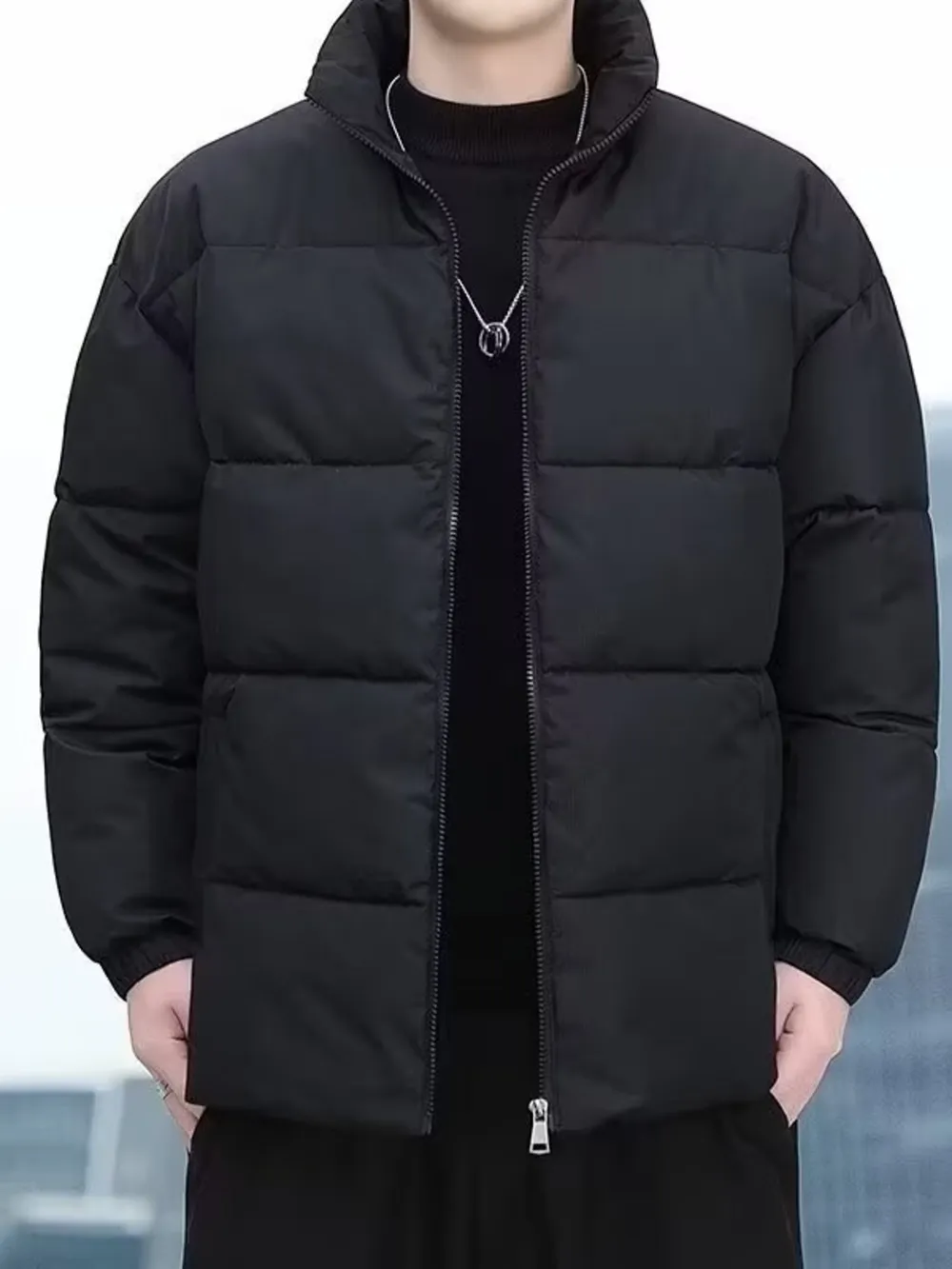 Men's Plus Size Quilted Zip Up Winter Coat