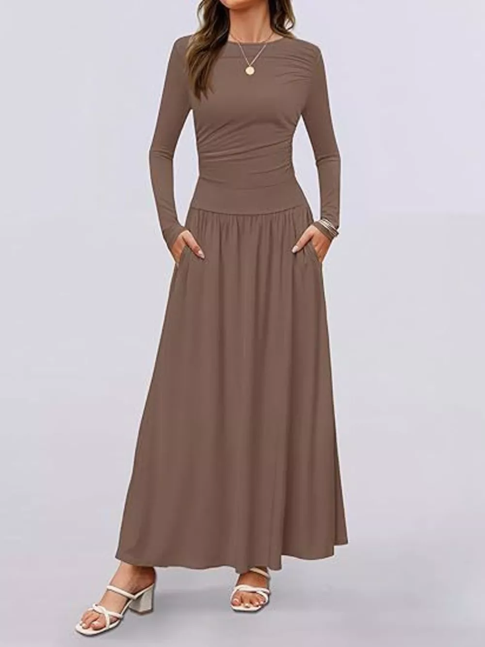 Long Sleeve Maxi Dress with Pockets, image 9