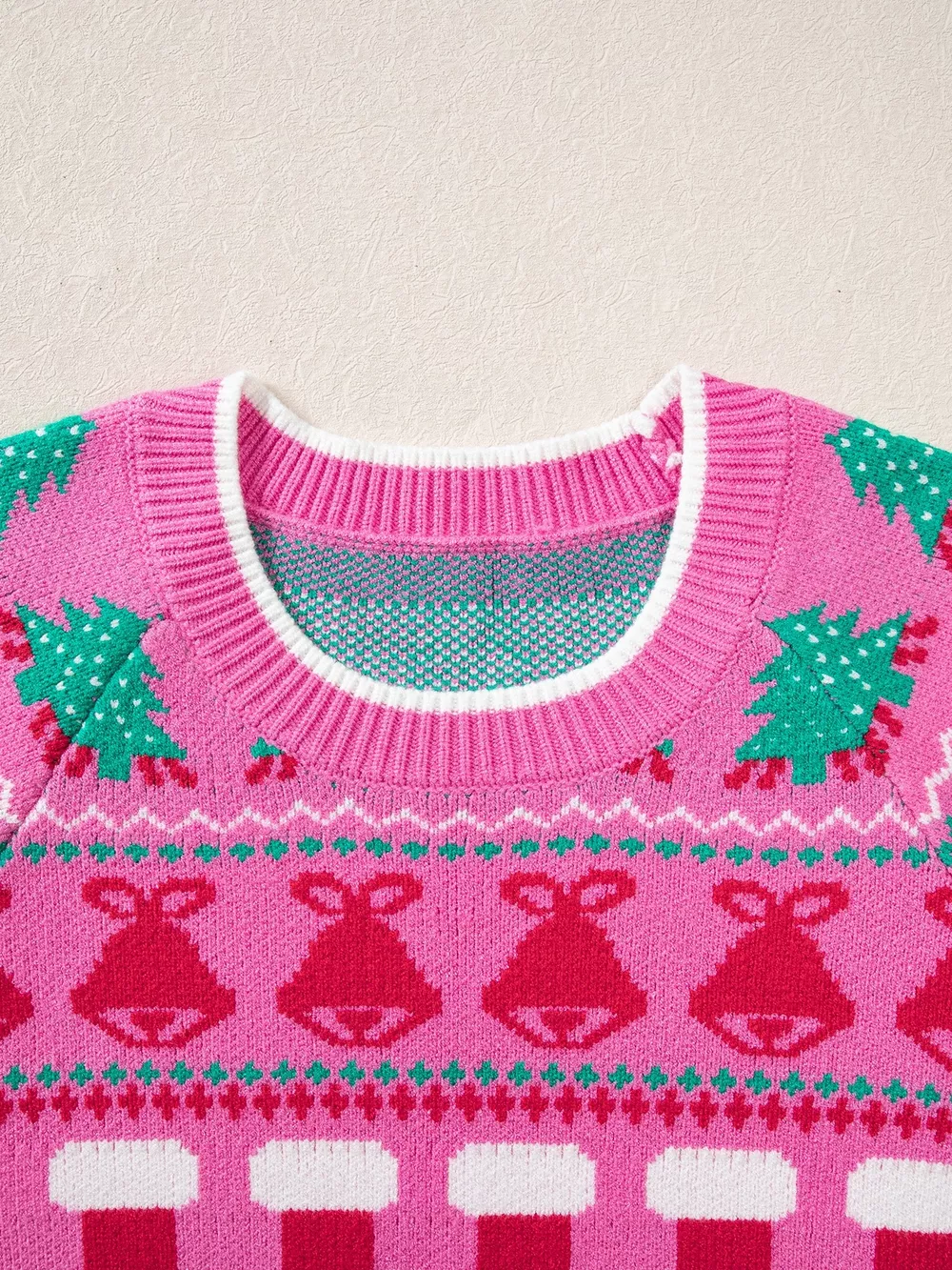 Christmas Holiday Graphic Round Neck Knit Sweater, image 5