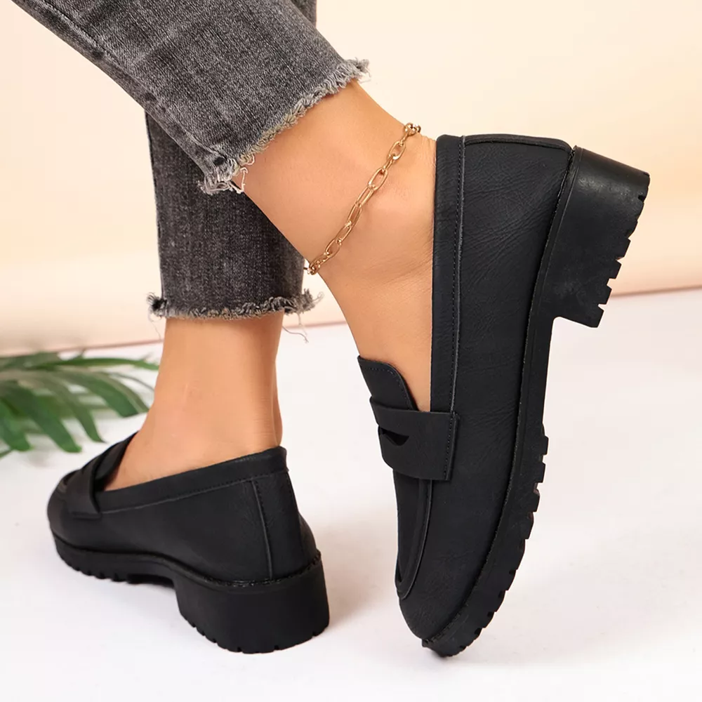 Classic Minimalist Penny Loafers with Chunky Lug Sole, image 4