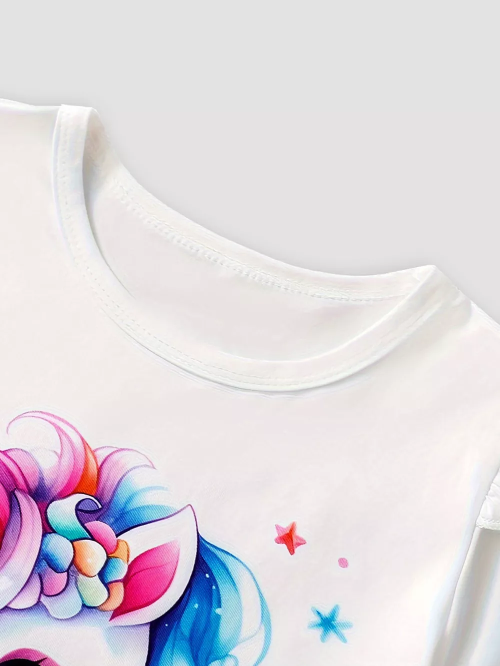 Children's Unicorn Print Ruffle Sleeve Top and Shorts Set, image 2