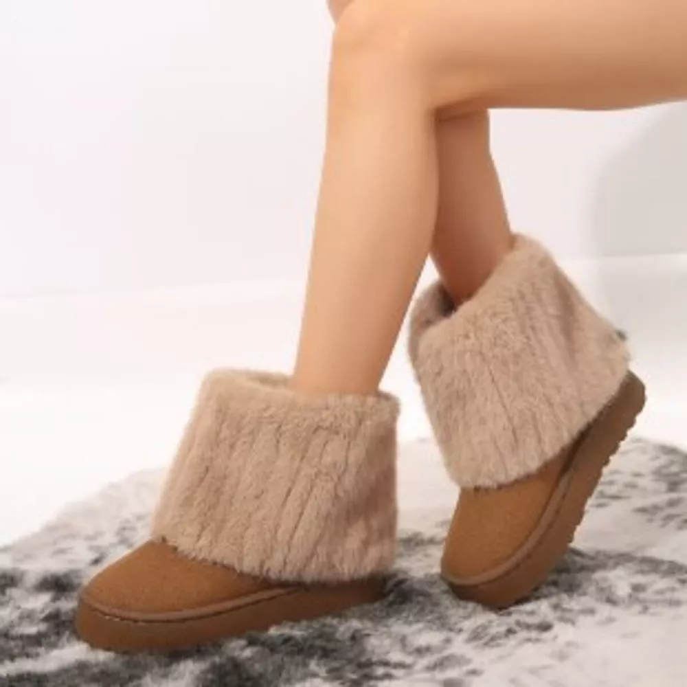 Fuzzy Round Toe Platform Boots, image 6