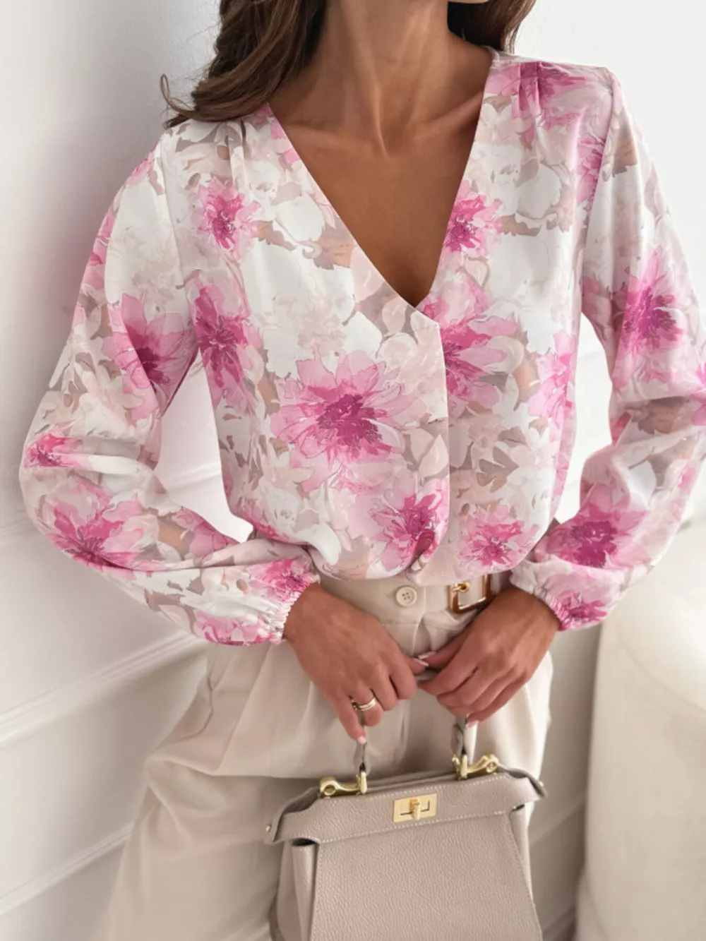 Floral Print Balloon Sleeve Blouse, image 3