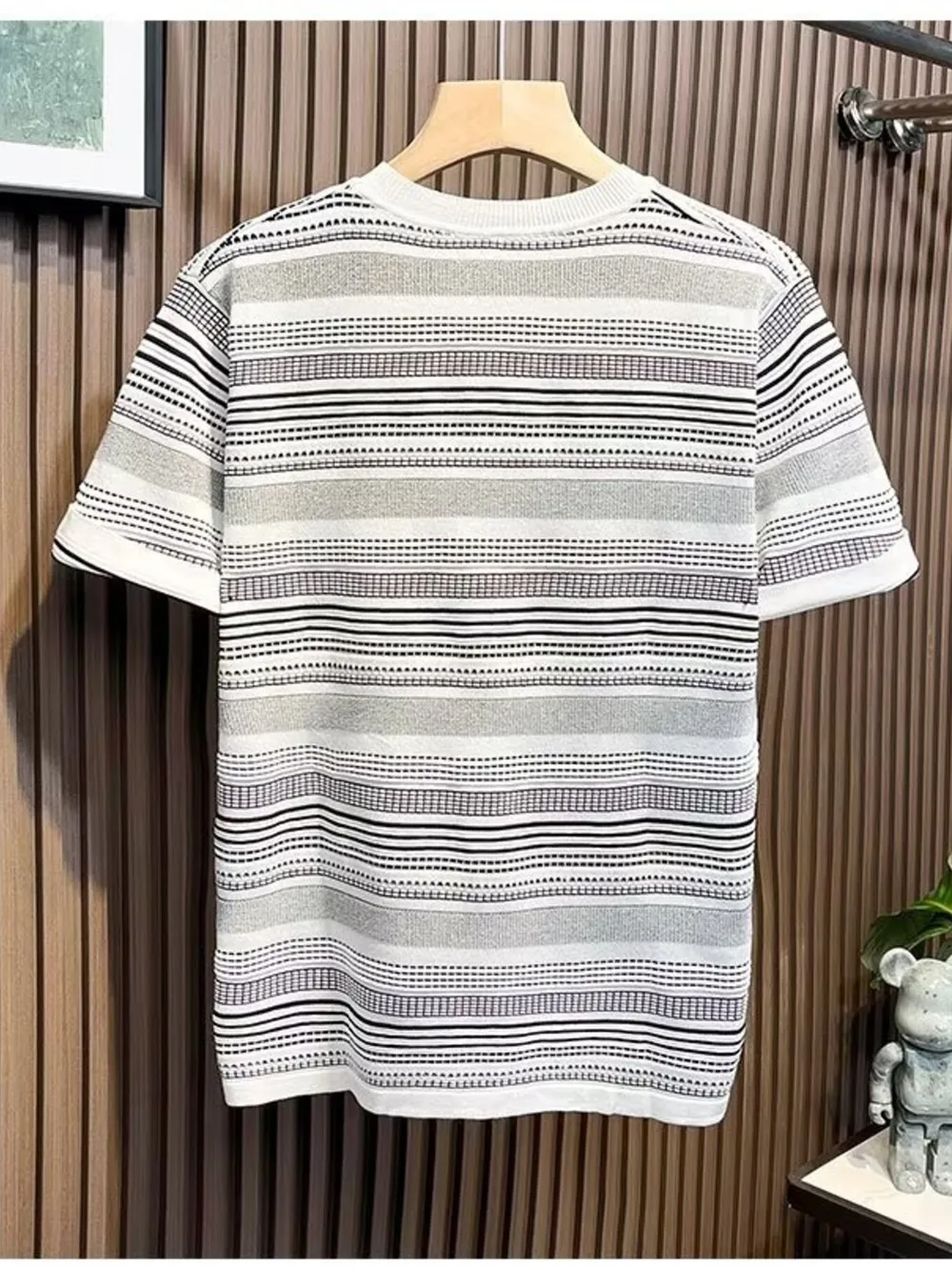 Men's Full Size Striped Round Neck Casual T-Shirt Plus Size, image 2