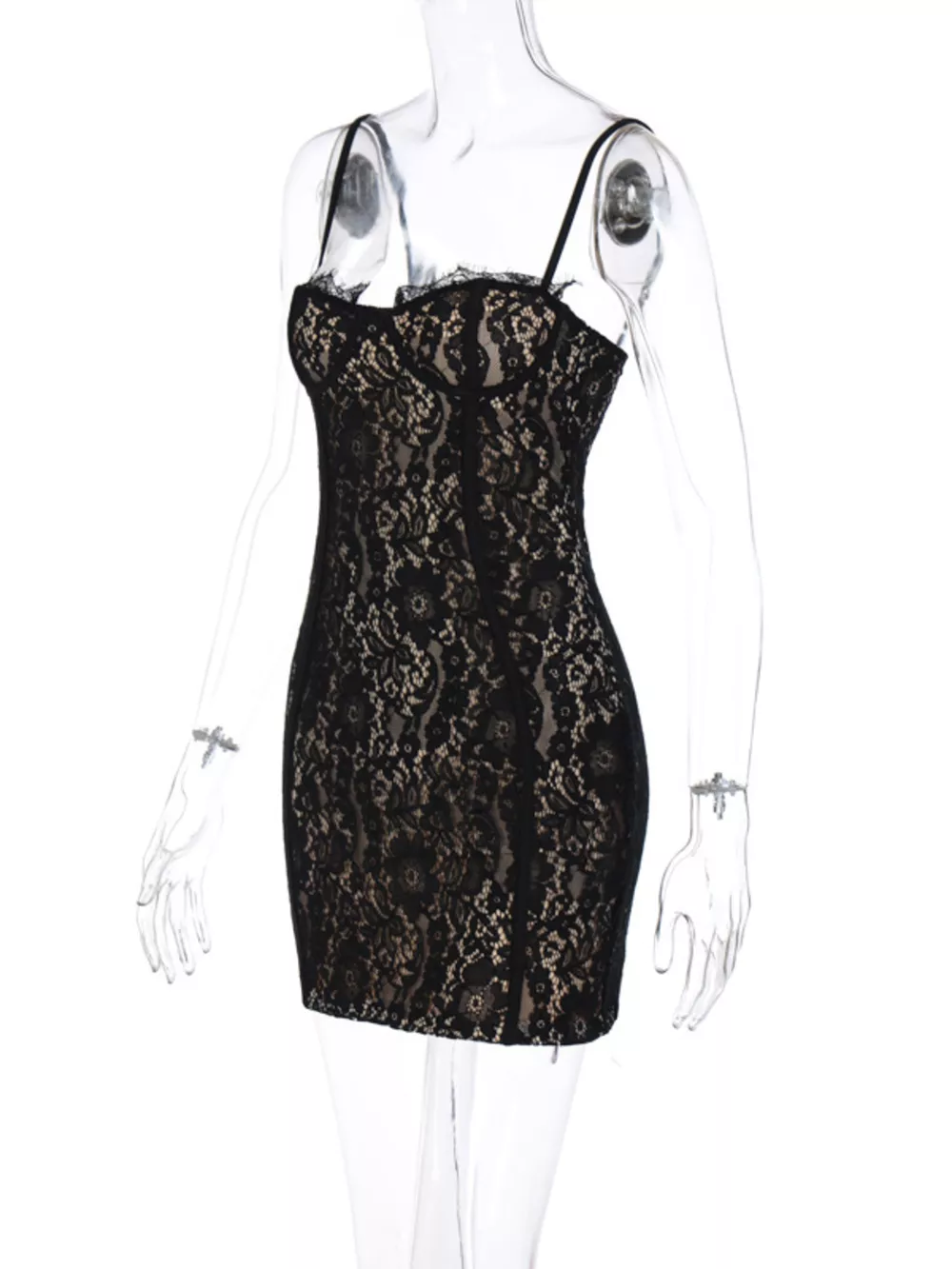 Lace Spaghetti Strap Mini Dress, image 7