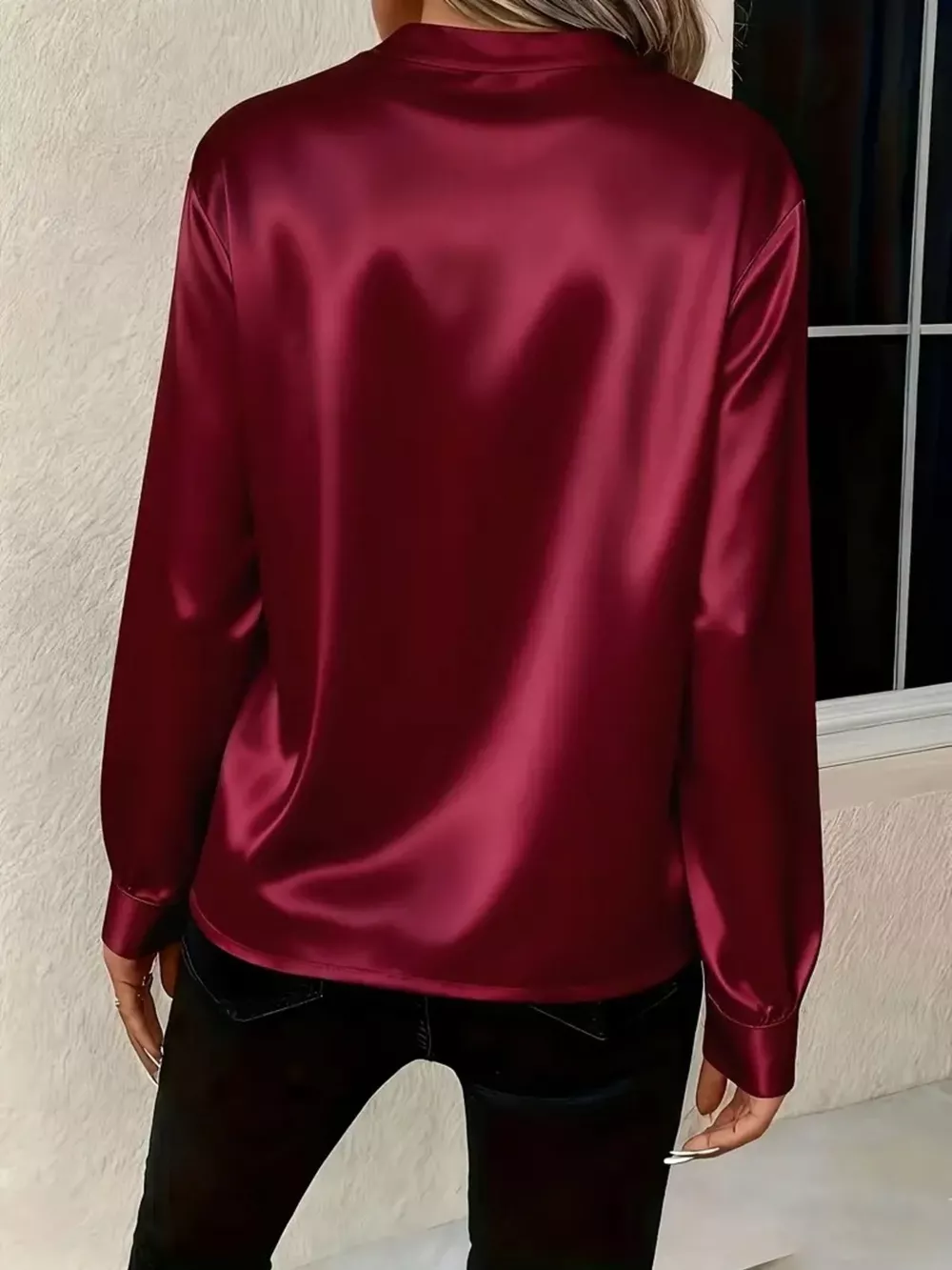 Notched Long Sleeve Blouse, image 4