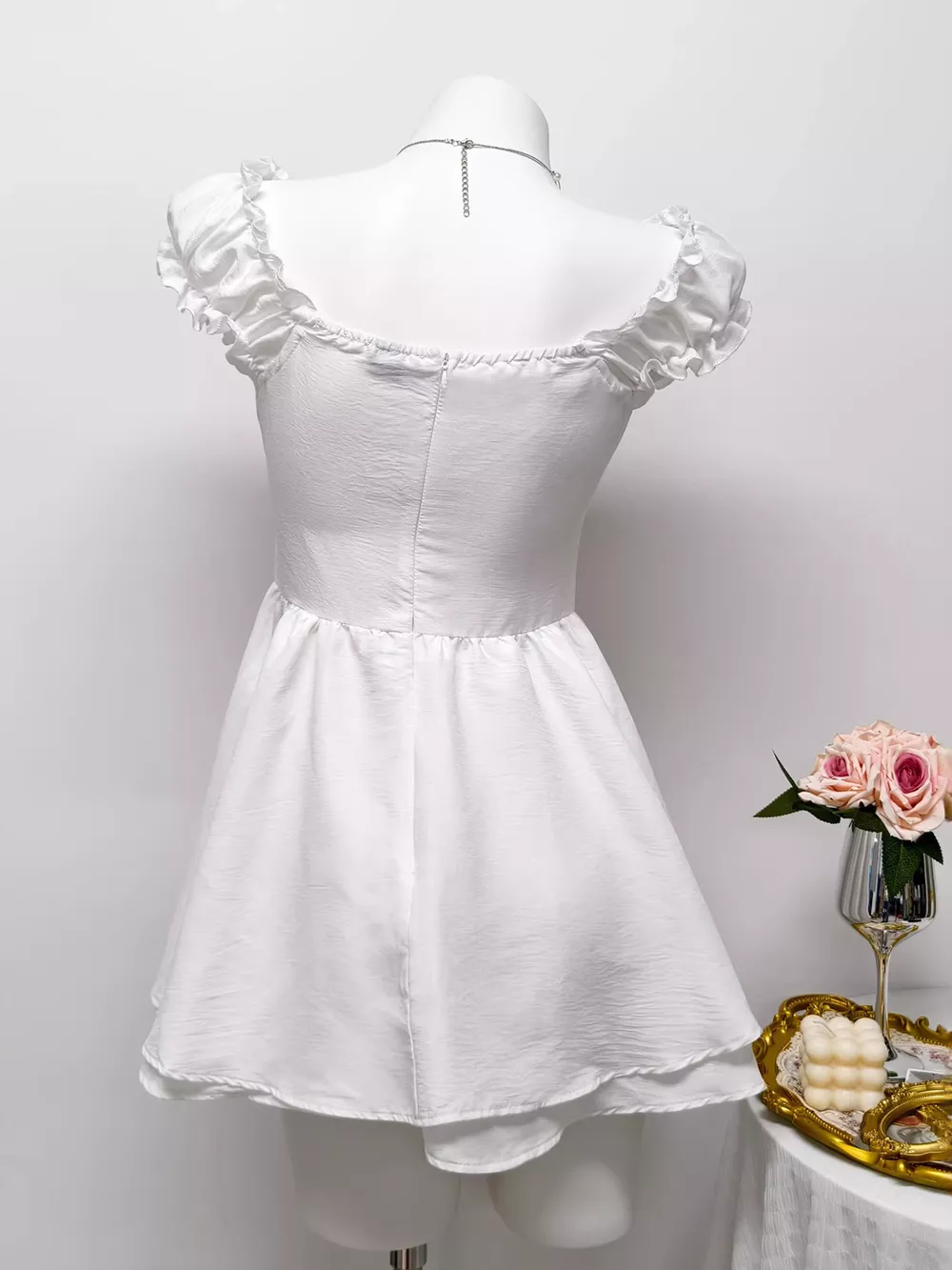 Ruffle Trimmed Layered Mini Dress, image 4